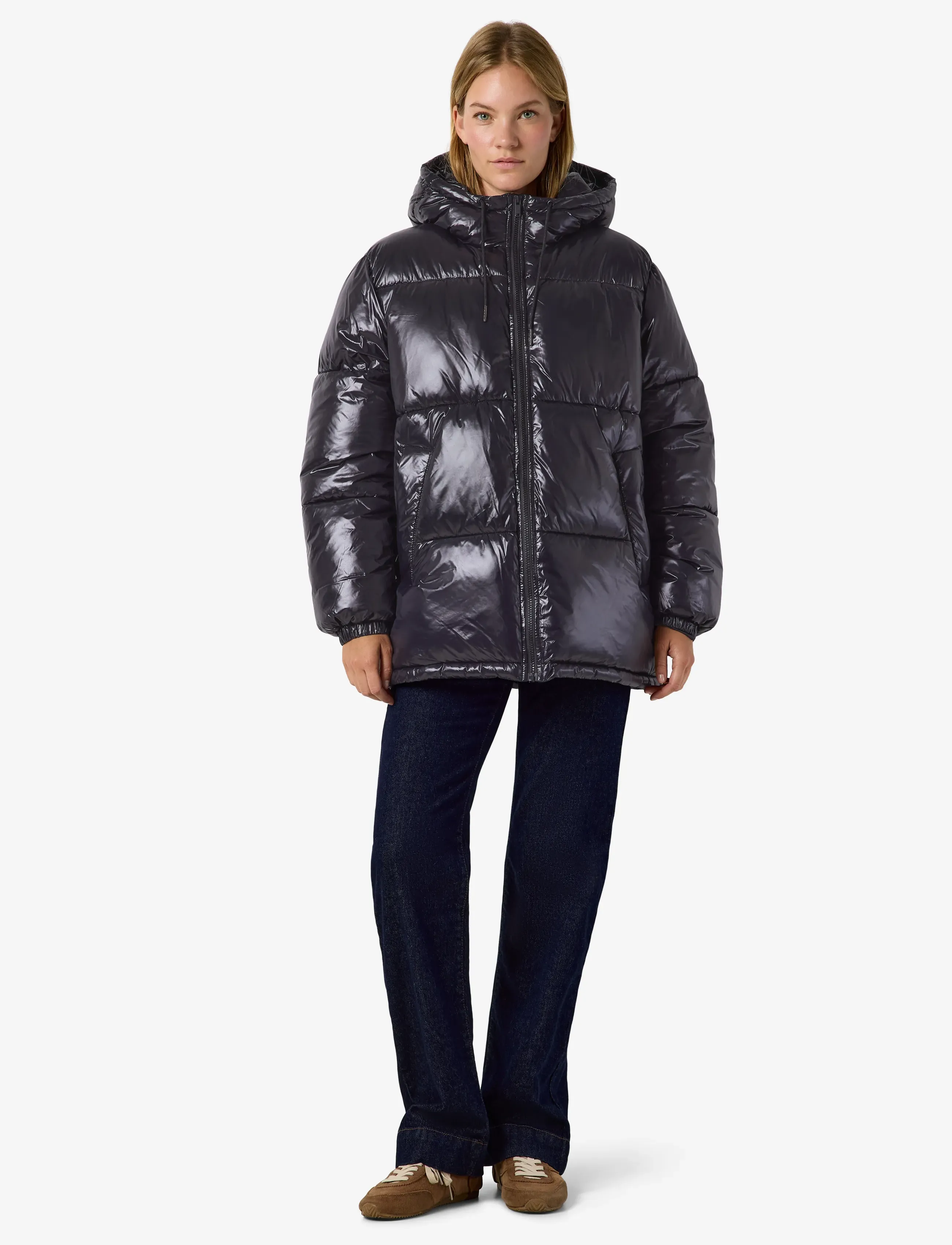 NOISY MAY Nmallie Shiny Hood Long Jacket vinterjackor dam – bild 2