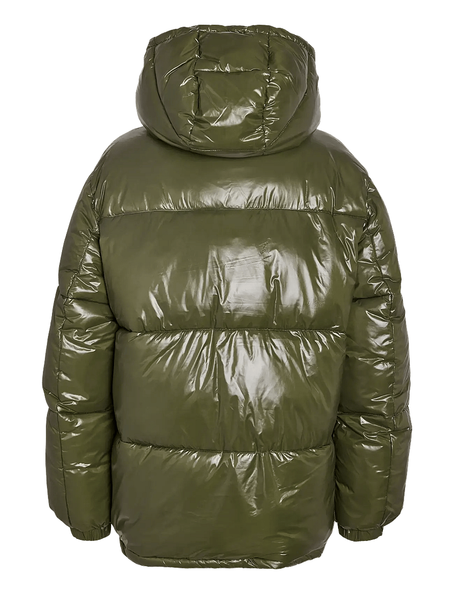 NOISY MAY - NMALLIE SHINY HOOD LONG JACKET - vinterjakker - kalamata - 2