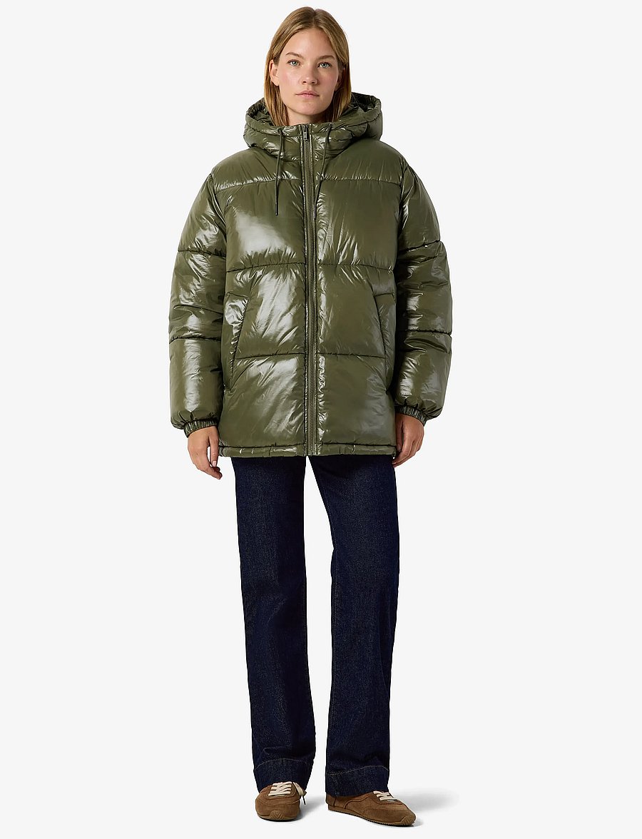 NOISY MAY - NMALLIE SHINY HOOD LONG JACKET - vinterjakker - kalamata - 3