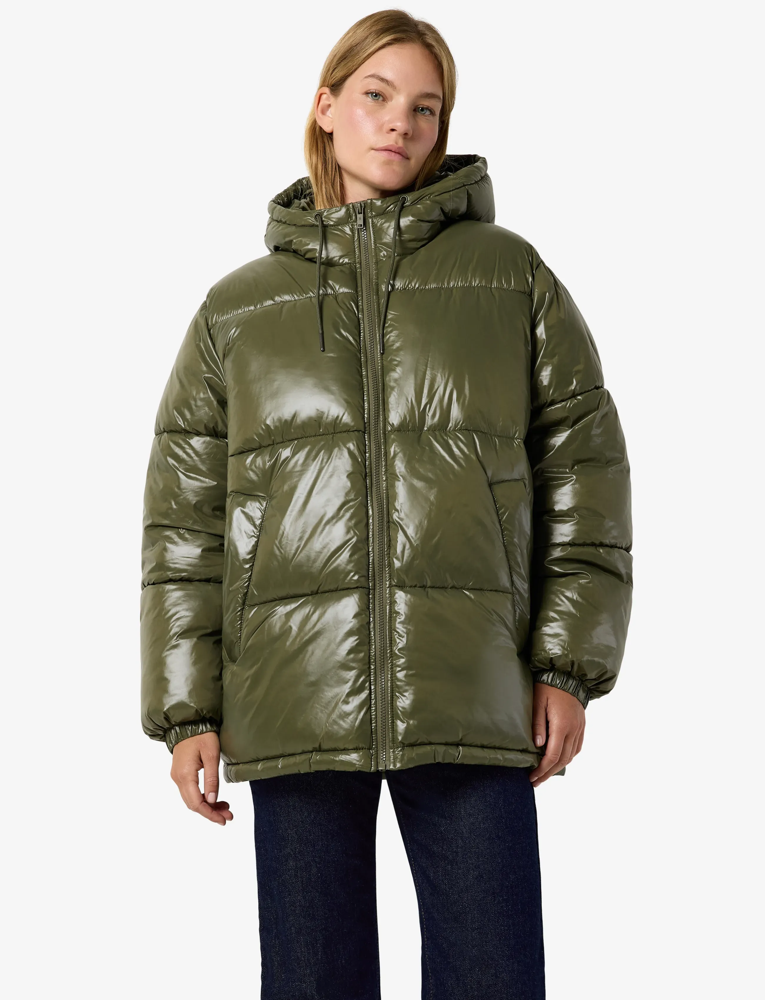 NOISY MAY Nmallie Shiny Hood Long Jacket vinterjackor dam – bild 6