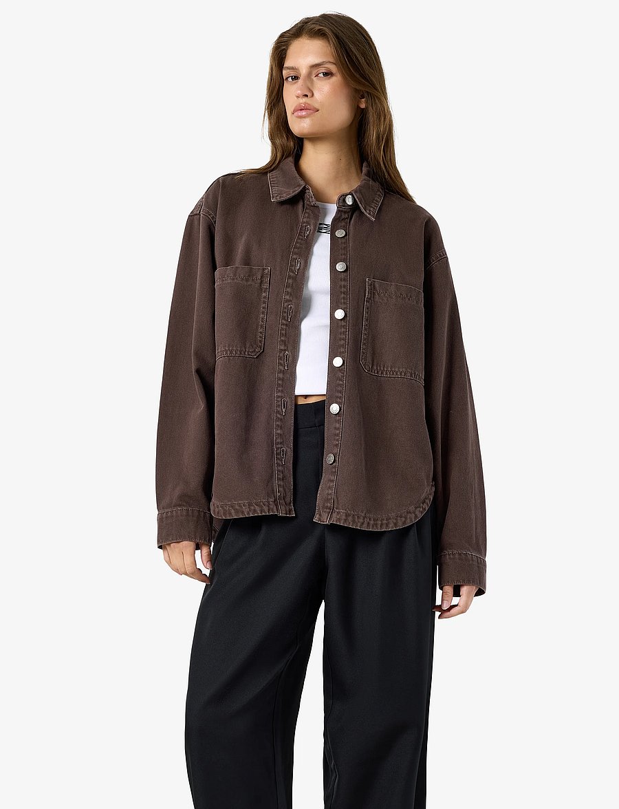 NOISY MAY - NMALVA LS SHACKET COLORED NOOS - frühlingsjacken - chocolate brown - 0
