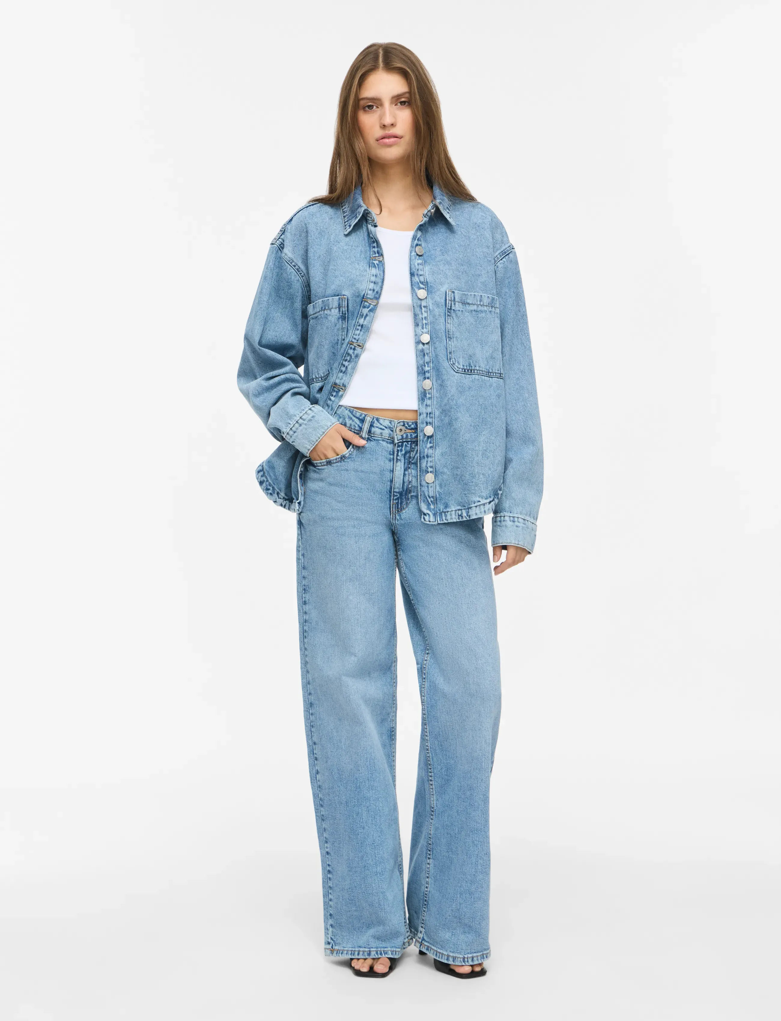 NOISY MAY NMALVA LS SHORT SHACKET AZ473LB NOOS - Jeansjacken - LIGHT BLUE DENIM / blue