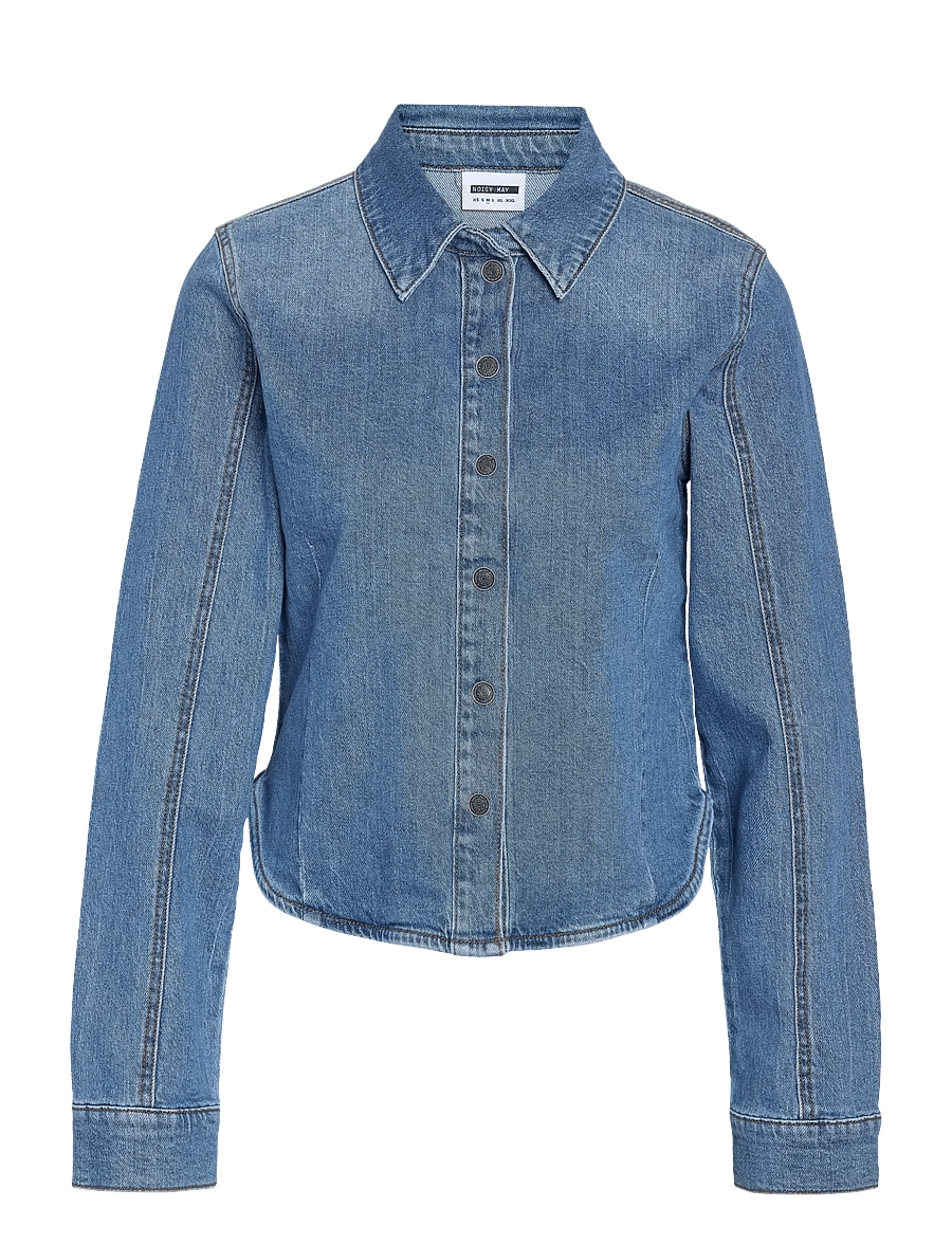 NOISY MAY - NMGINA BERRY LS FIT SHIRT AZ476MB NOOS - teksasärgid - medium blue denim - 0