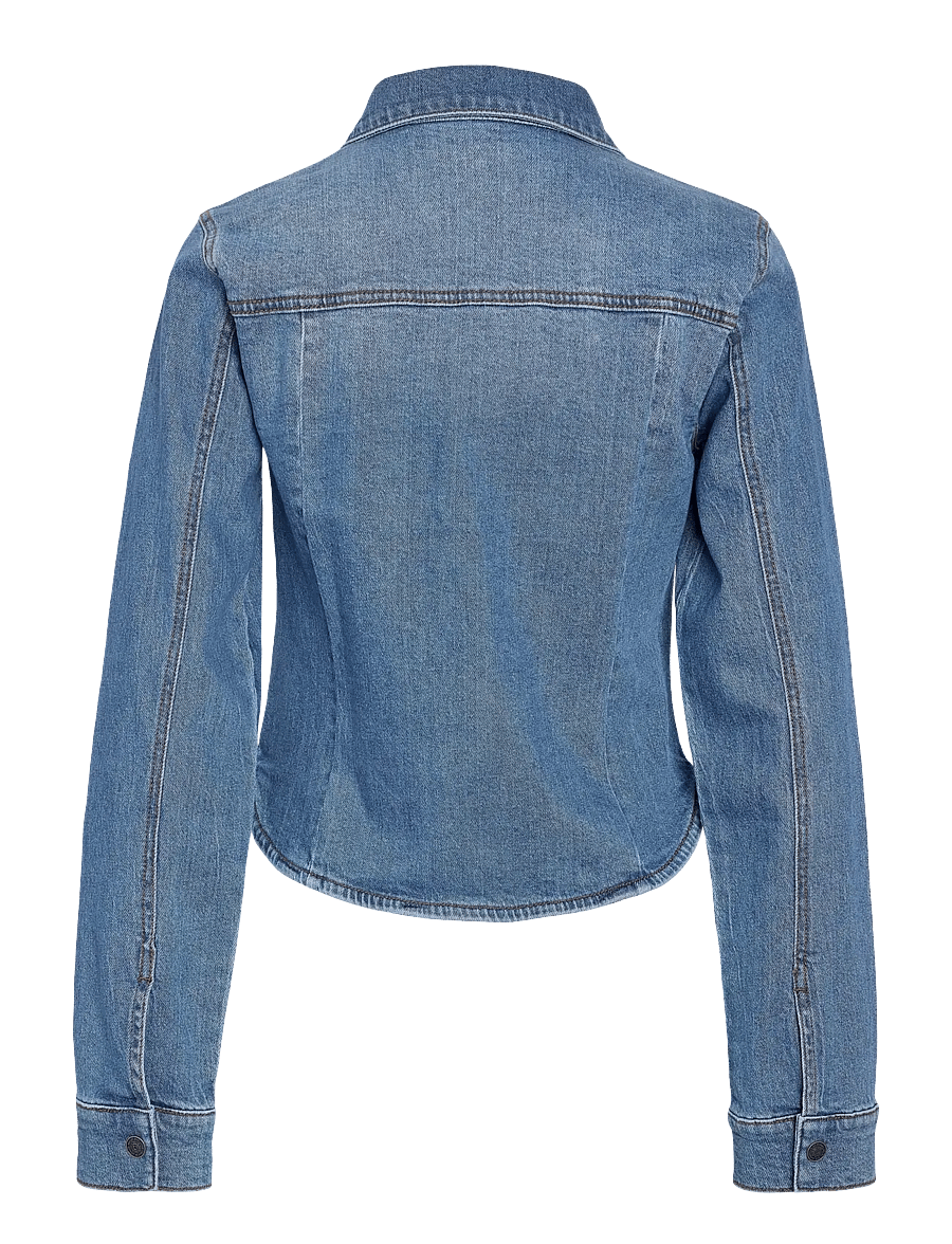NOISY MAY - NMGINA BERRY LS FIT SHIRT AZ476MB NOOS - teksasärgid - medium blue denim - 1