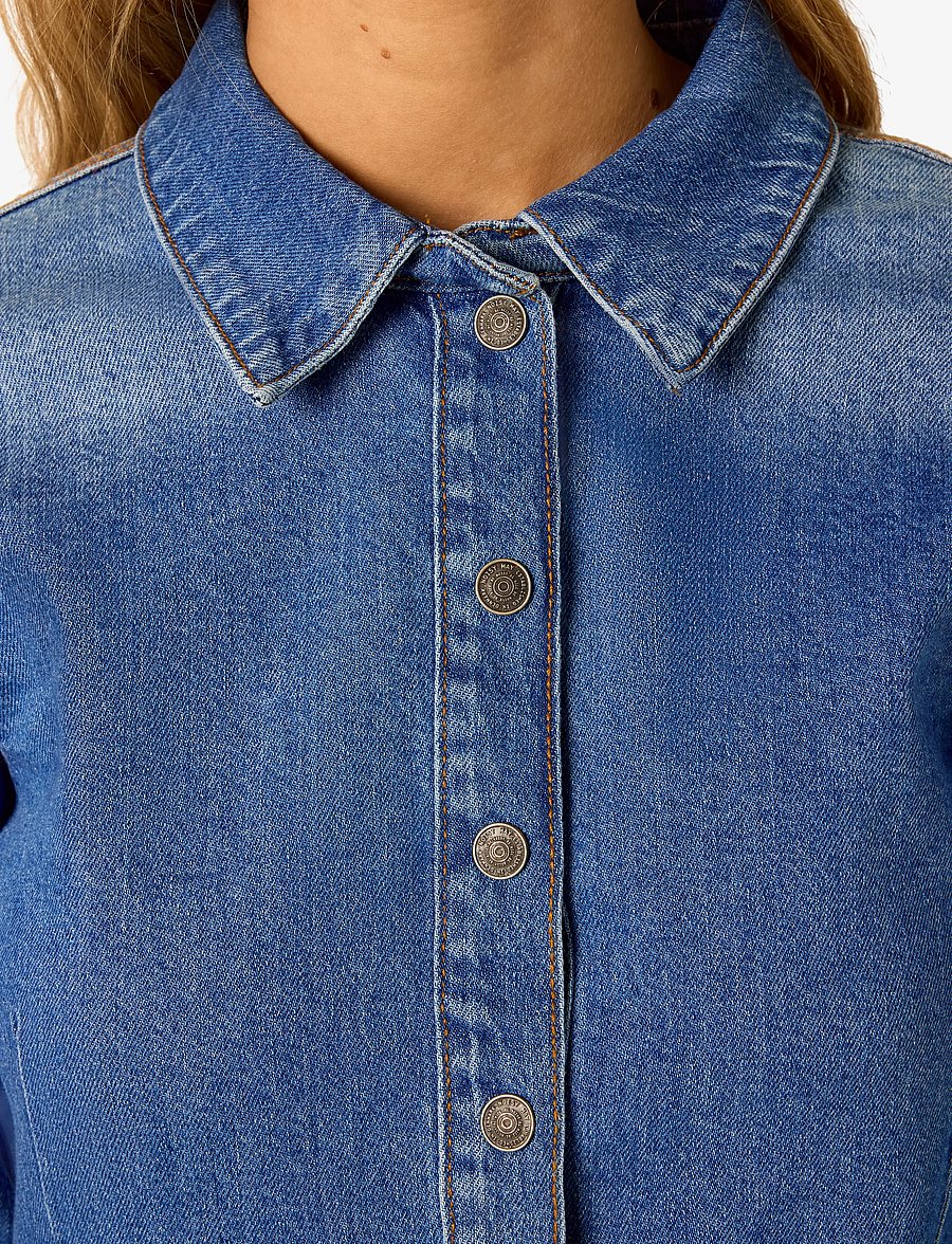 NOISY MAY - NMGINA BERRY LS FIT SHIRT AZ476MB NOOS - teksasärgid - medium blue denim - 4