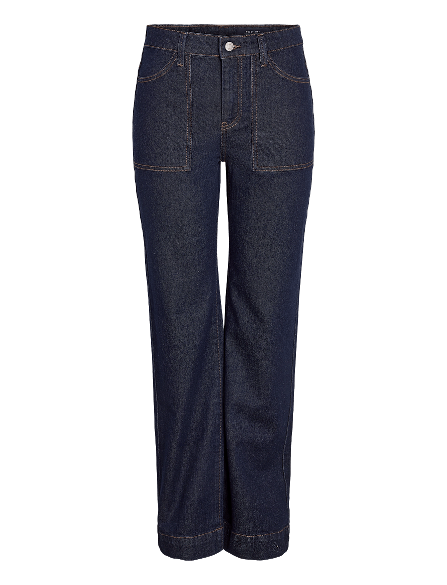 NOISY MAY - NMYOLANDA MW WIDE STR PCK AZ481DB NOOS - wide leg jeans - dark blue denim - 1