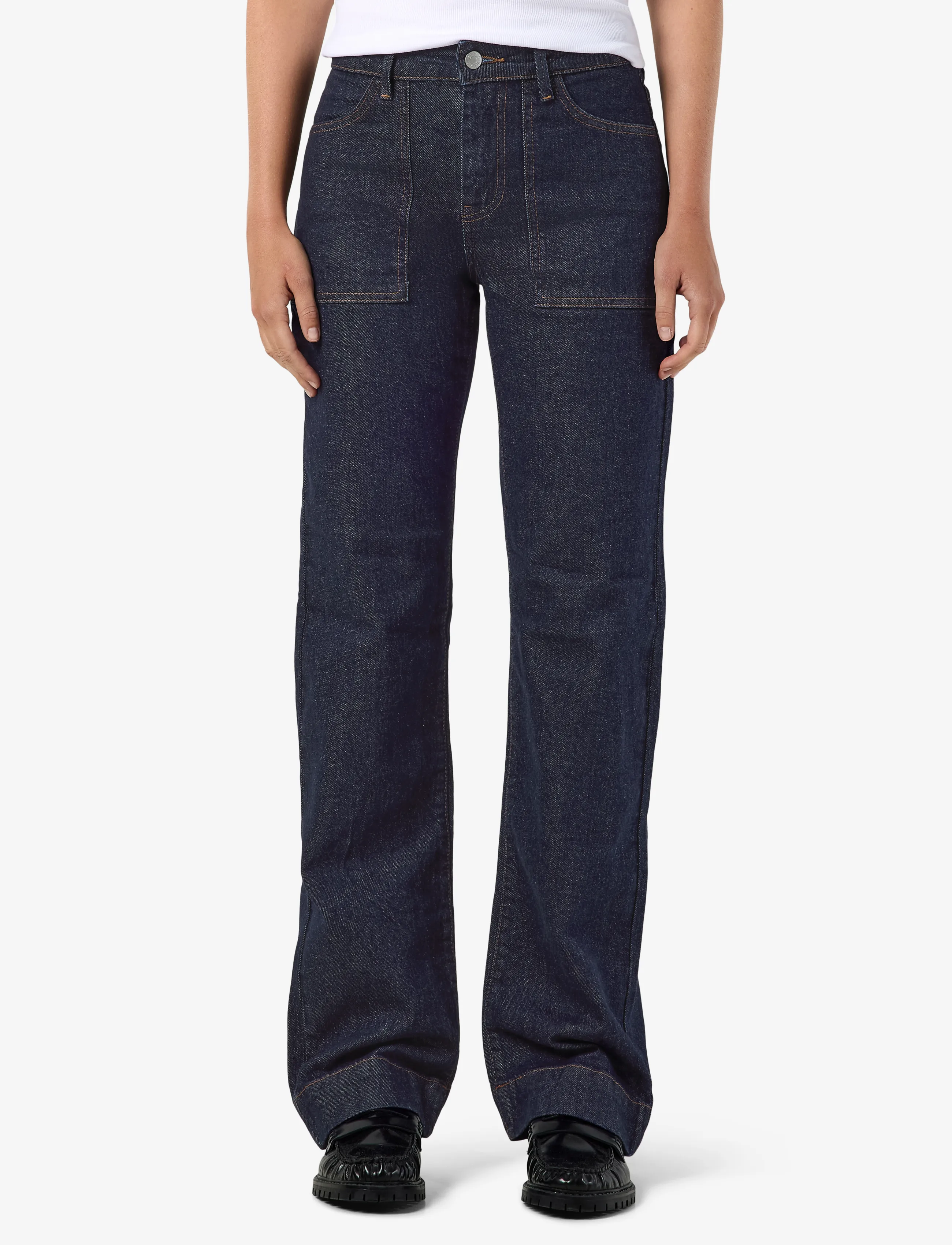 NOISY MAY NMYOLANDA MW WIDE STR PCK AZ481DB NOOS - Brede jeans - DARK BLUE DENIM / navy