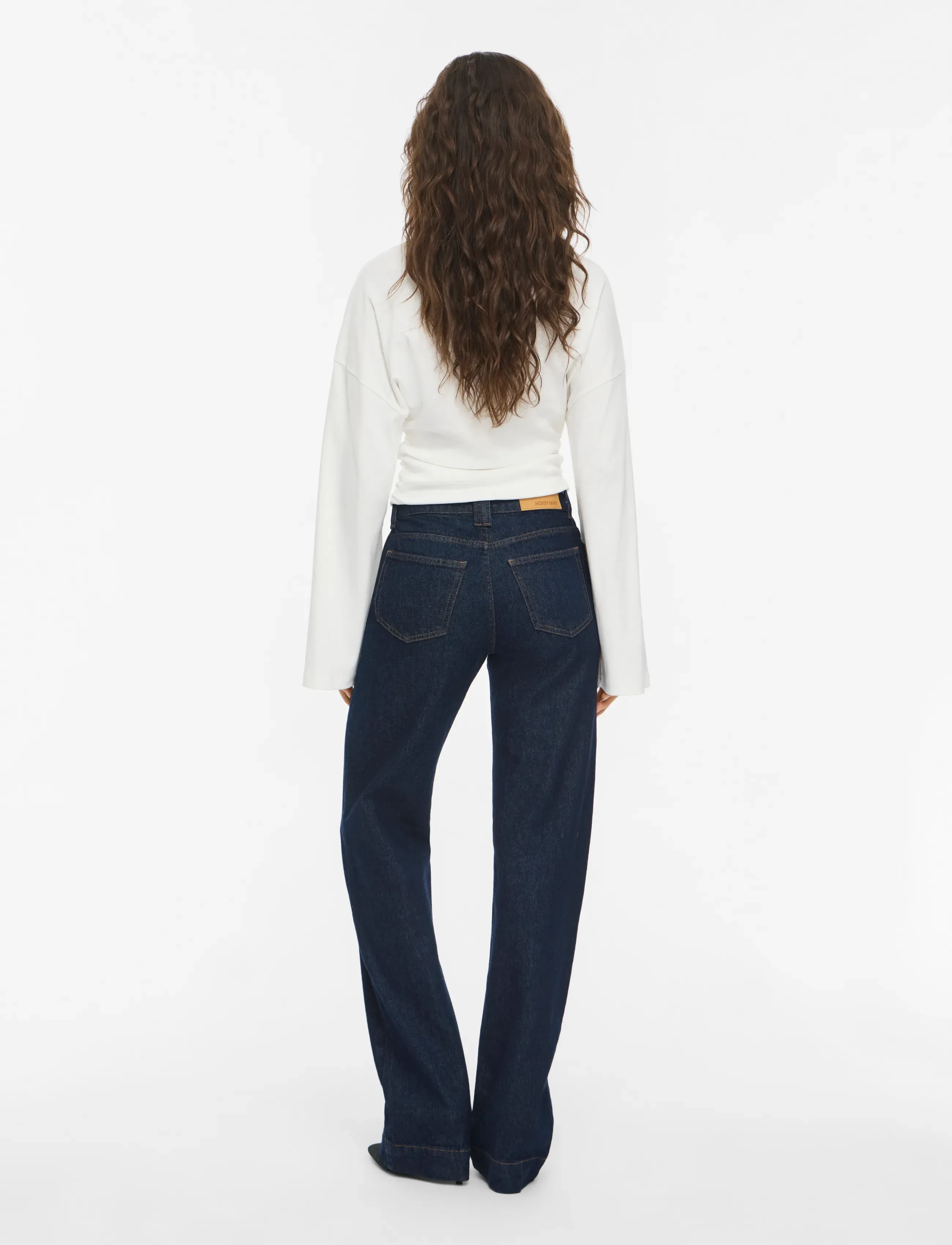 NOISY MAY - NMYOLANDA MW WIDE STR PCK AZ481DB NOOS - wide leg jeans - dark blue denim - 3