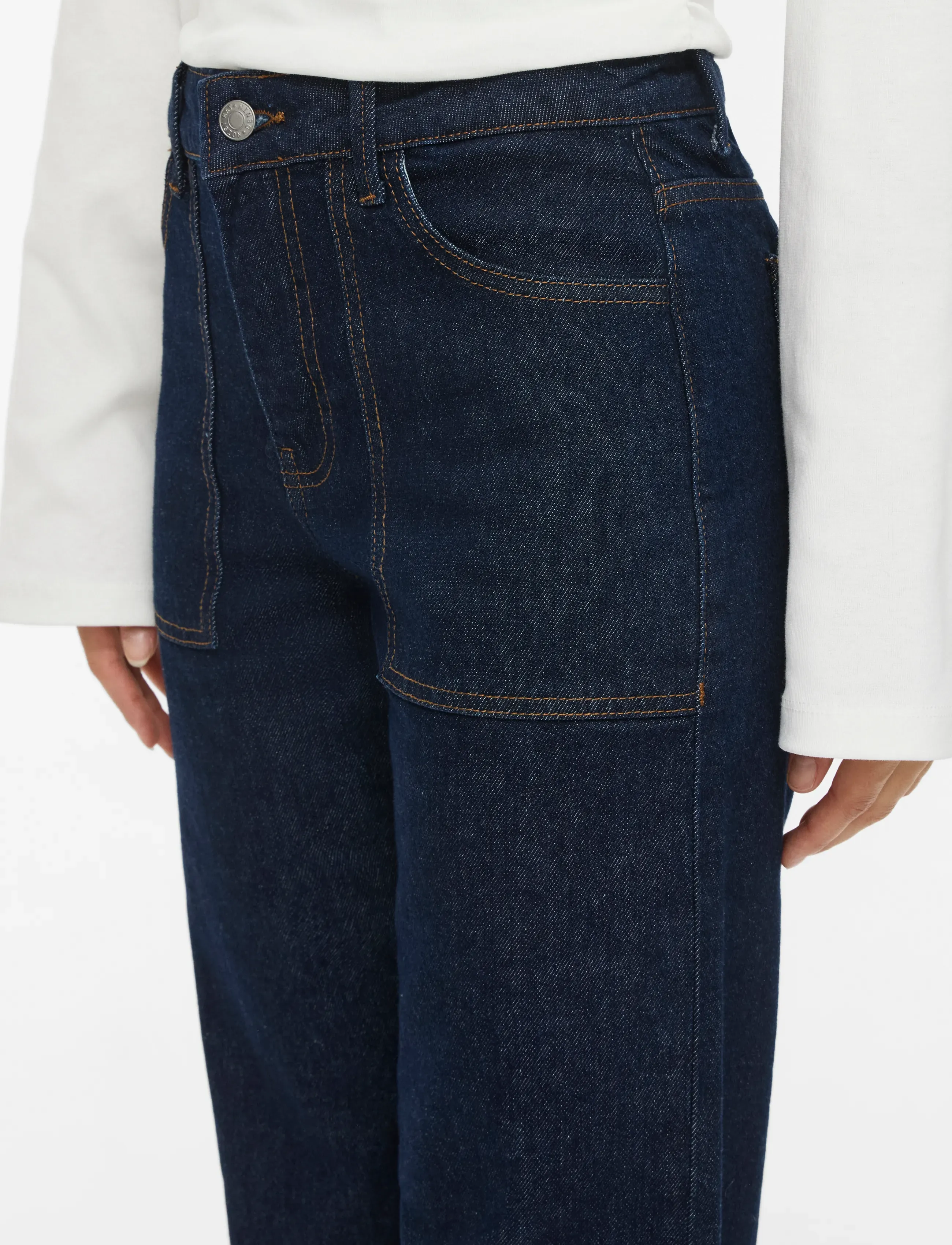NOISY MAY - NMYOLANDA MW WIDE STR PCK AZ481DB NOOS - wide leg jeans - dark blue denim - 5