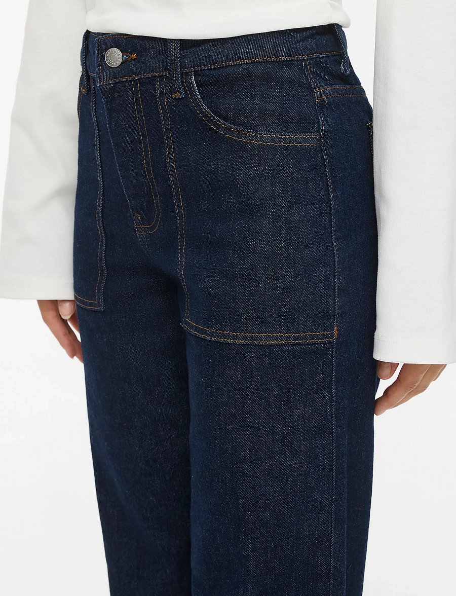 NOISY MAY - NMYOLANDA MW WIDE STR PCK AZ481DB NOOS - wide leg jeans - dark blue denim - 5