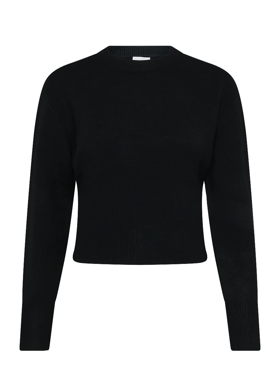 NOISY MAY - NMSLOAN L/S O-NECK KNIT NOOS - striktrøjer - black - 1