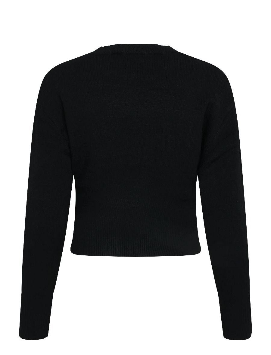 NOISY MAY - NMSLOAN L/S O-NECK KNIT NOOS - striktrøjer - black - 2