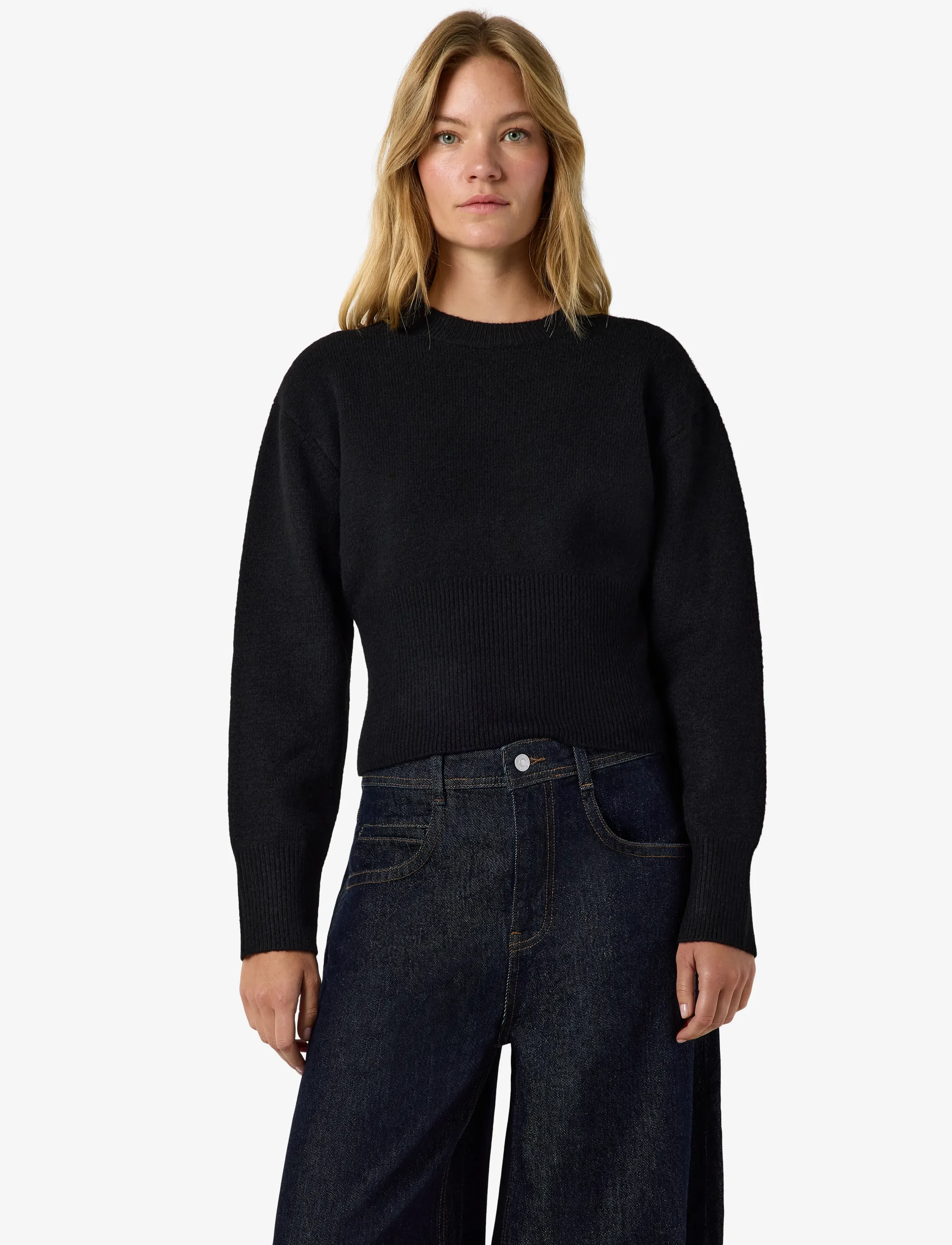 NOISY MAY - NMSLOAN L/S O-NECK KNIT NOOS - striktrøjer - black - 0