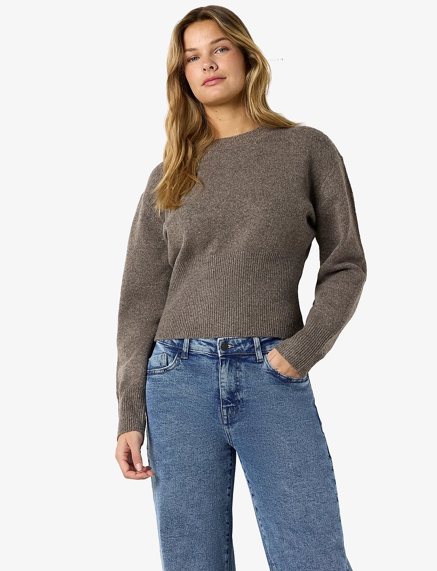 NOISY MAY - NMSLOAN L/S O-NECK KNIT NOOS - morel - 0