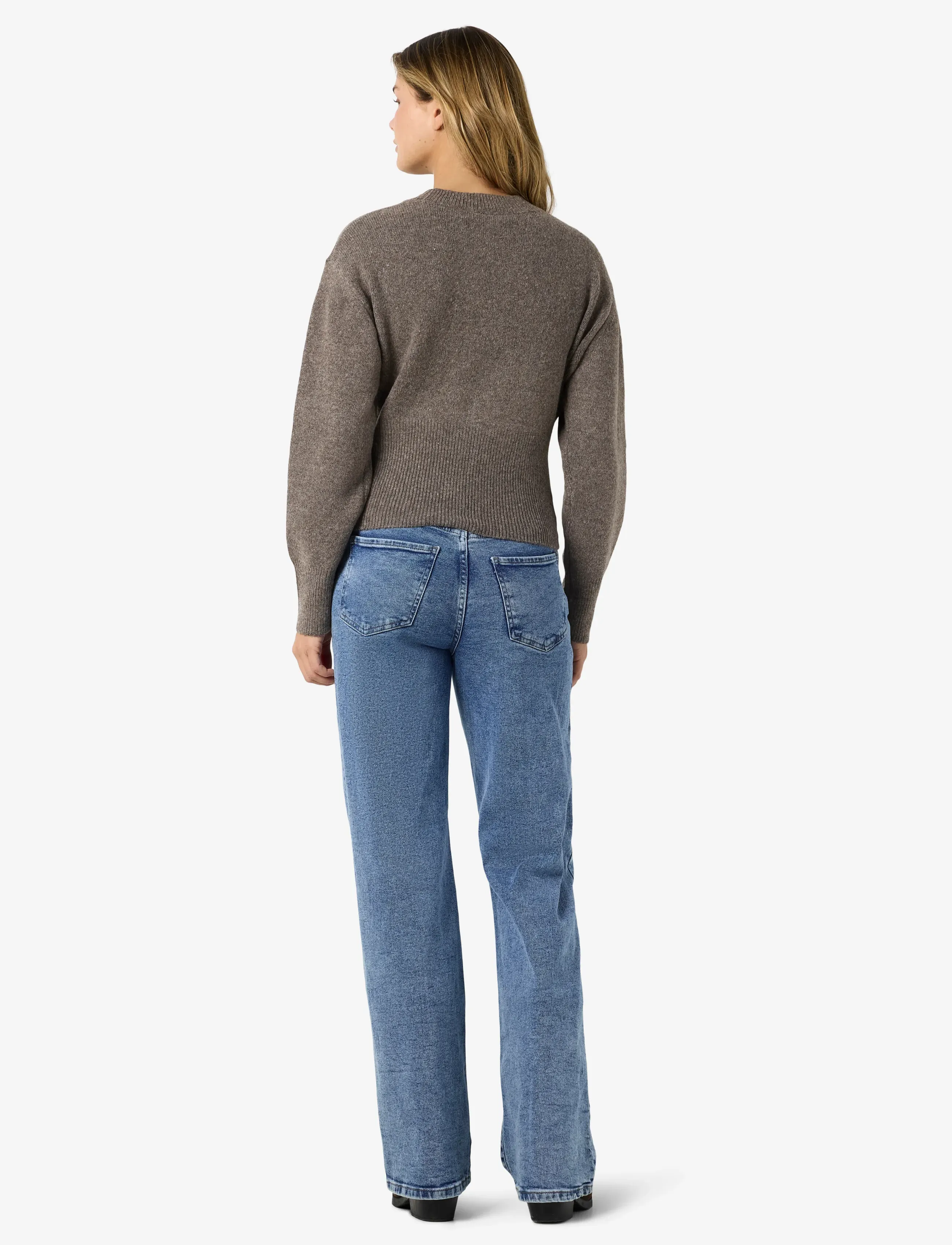 NOISY MAY - NMSLOAN L/S O-NECK KNIT NOOS - morel - 3