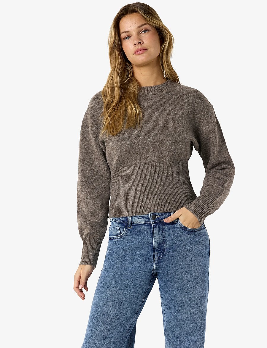 NOISY MAY - NMSLOAN L/S O-NECK KNIT NOOS - morel - 5