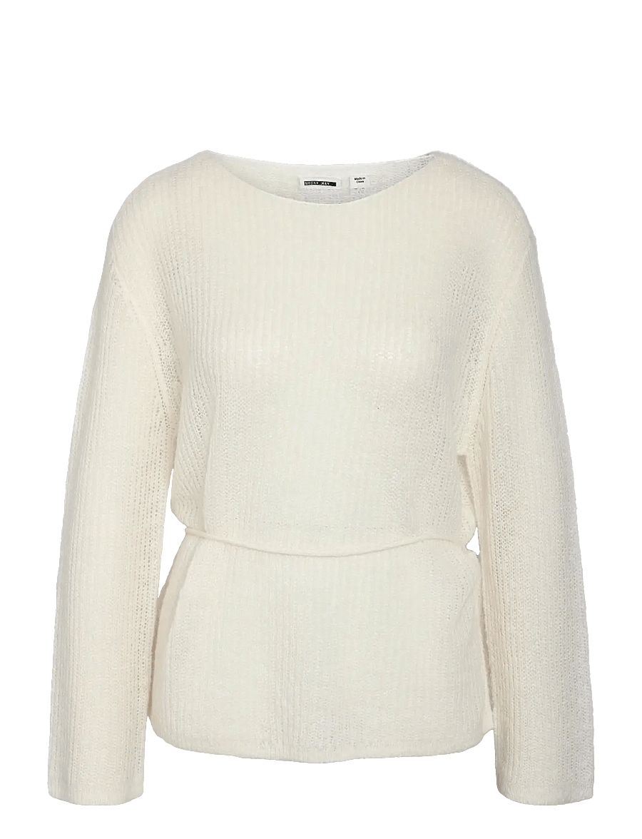 NOISY MAY - NMESME L/S O-NECK TIE KNIT FWD - pullover - birch - 1
