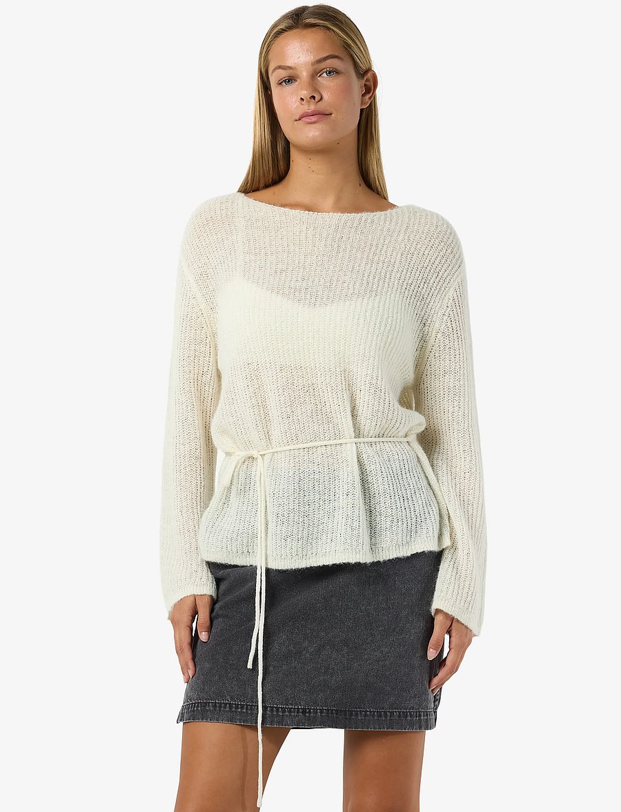 NOISY MAY - NMESME L/S O-NECK TIE KNIT FWD - pullover - birch - 0