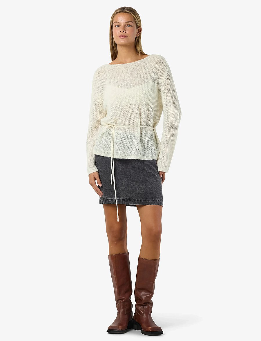 NOISY MAY - NMESME L/S O-NECK TIE KNIT FWD - pullover - birch - 3