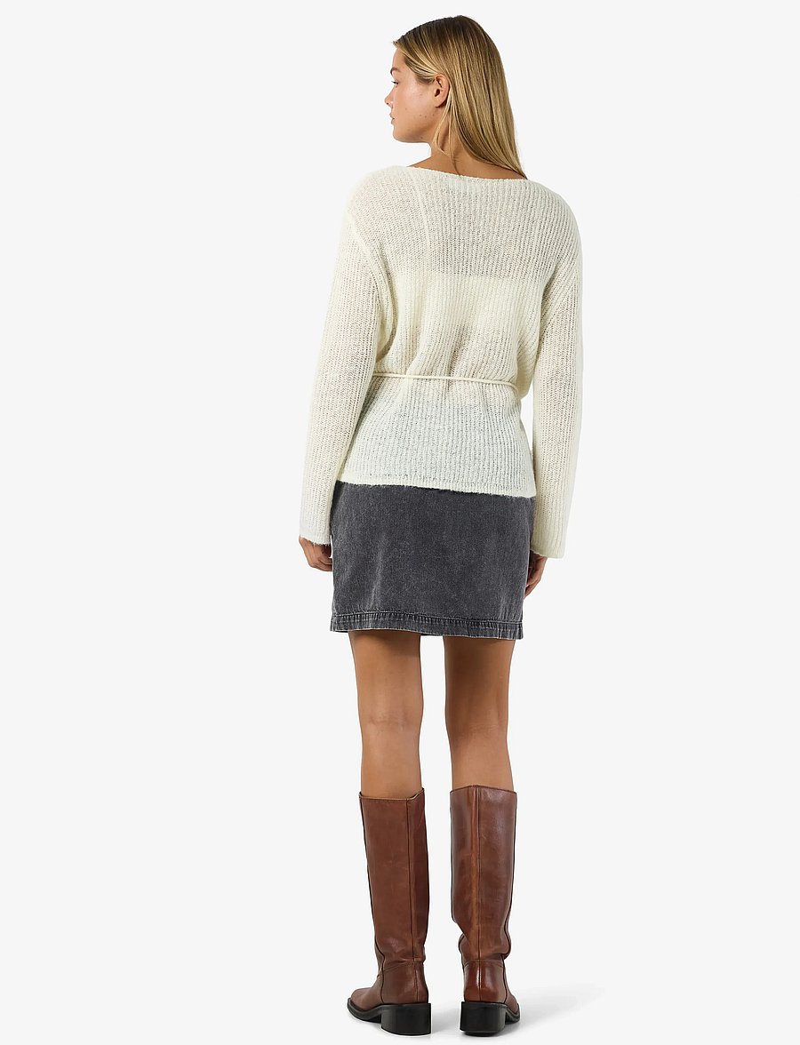 NOISY MAY - NMESME L/S O-NECK TIE KNIT FWD - pullover - birch - 4