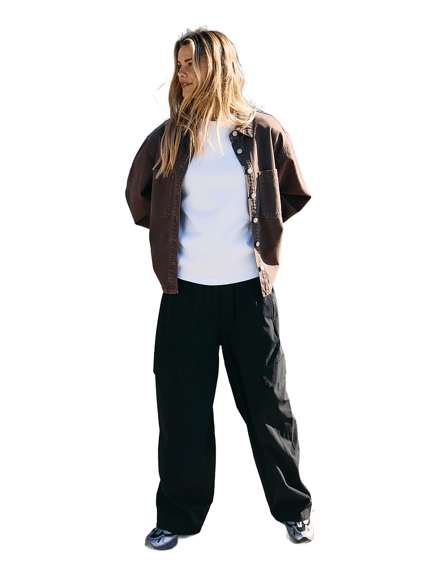 NOISY MAY - NMKIRBY MW BARREL PANTS - hosen mit geradem bein - black - 4