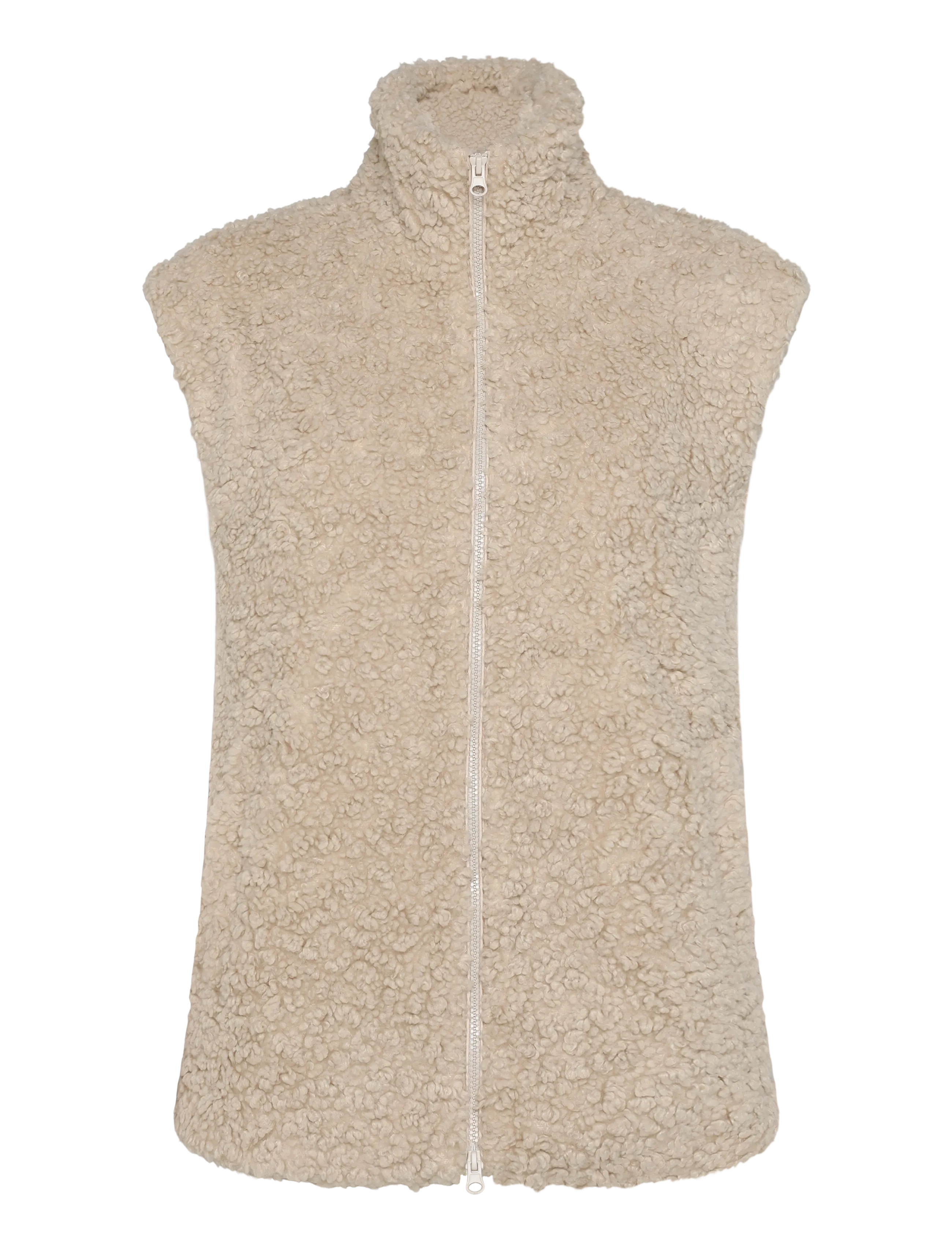 NOISY MAY NMSARAH S/L HIGH NECK TEDDY VEST - Vests - BIRCH / beige