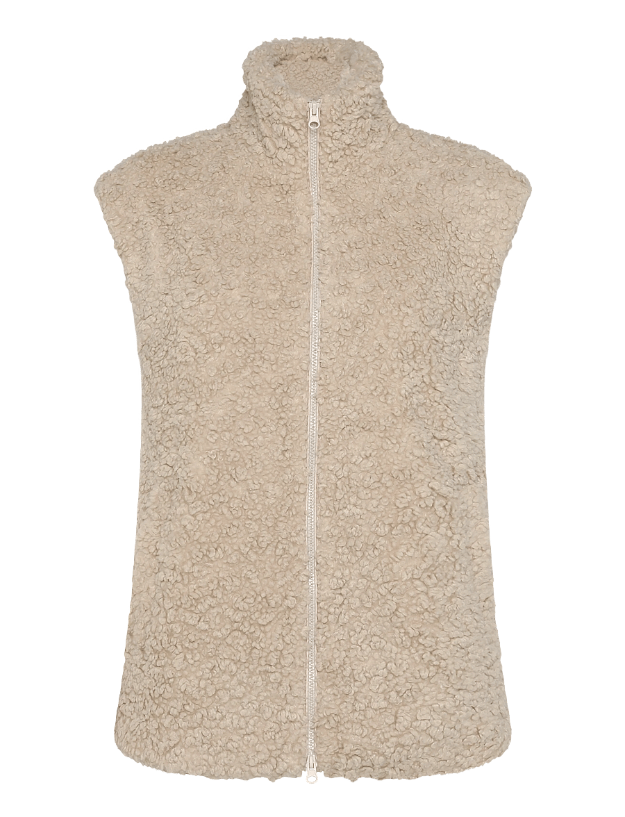 NOISY MAY - NMSARAH S/L HIGH NECK TEDDY VEST - fleece- og teddyveste - birch - 1