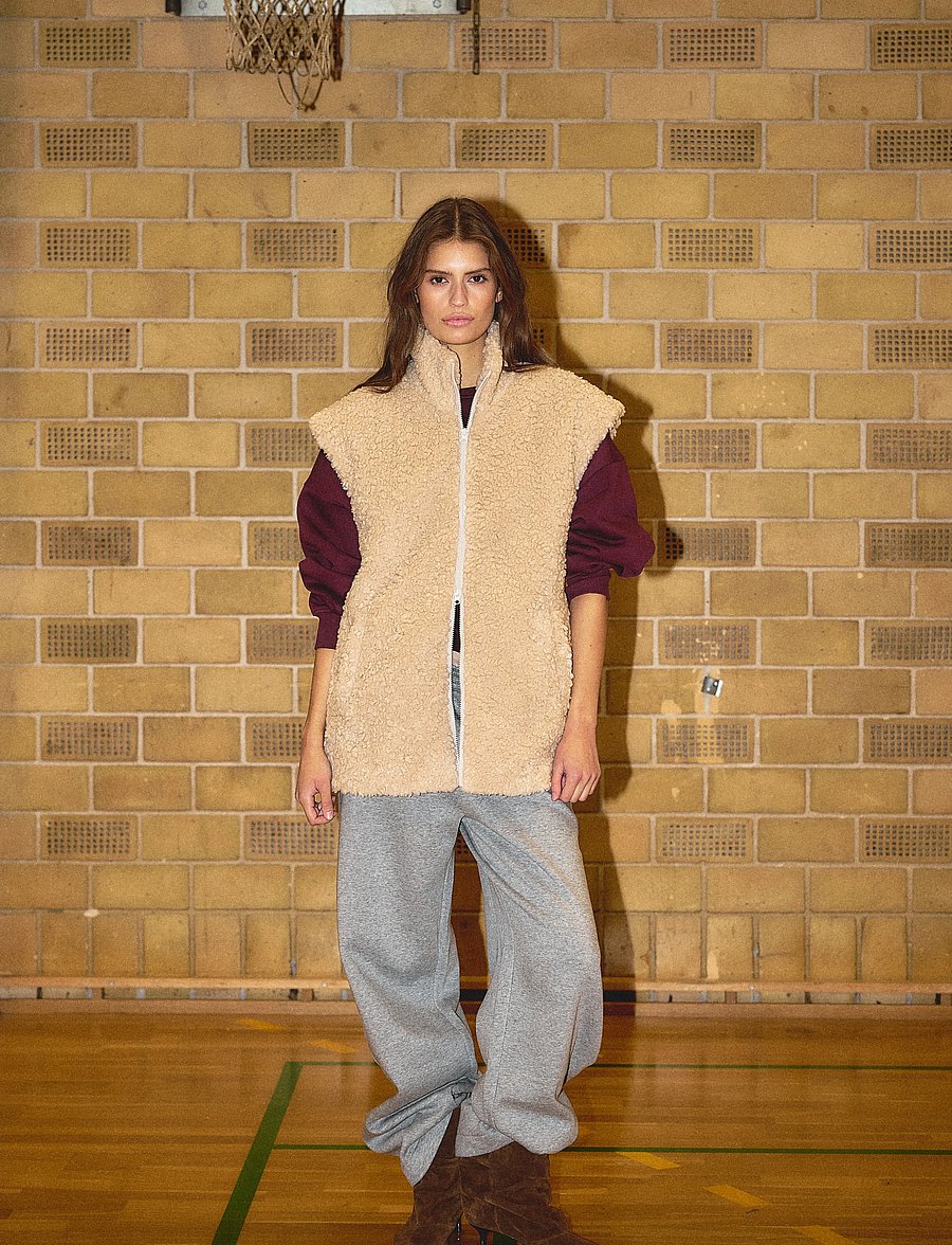 NOISY MAY - NMSARAH S/L HIGH NECK TEDDY VEST - fleece- og teddyveste - birch - 5