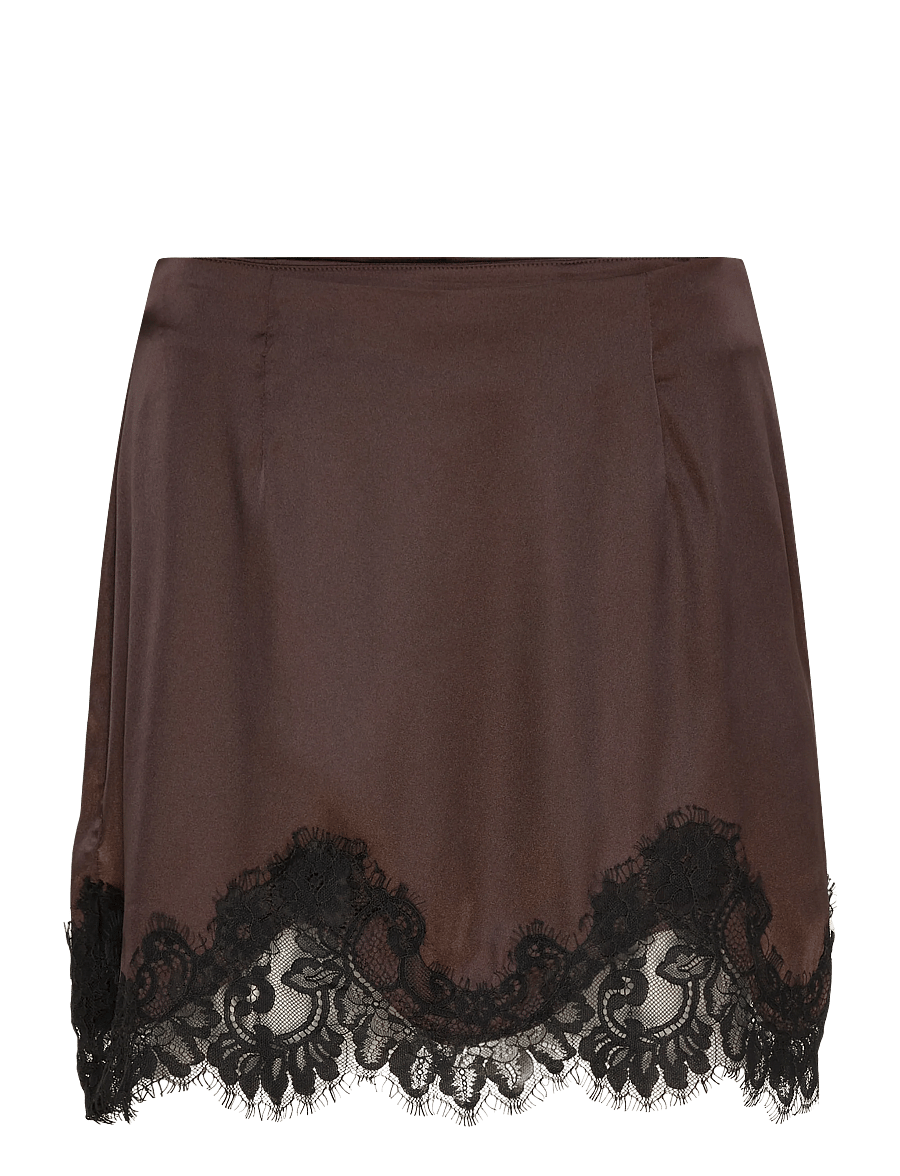 NOISY MAY - NMCELESTE MW SATIN SKIRT - satinröcke - chocolate brown - 0