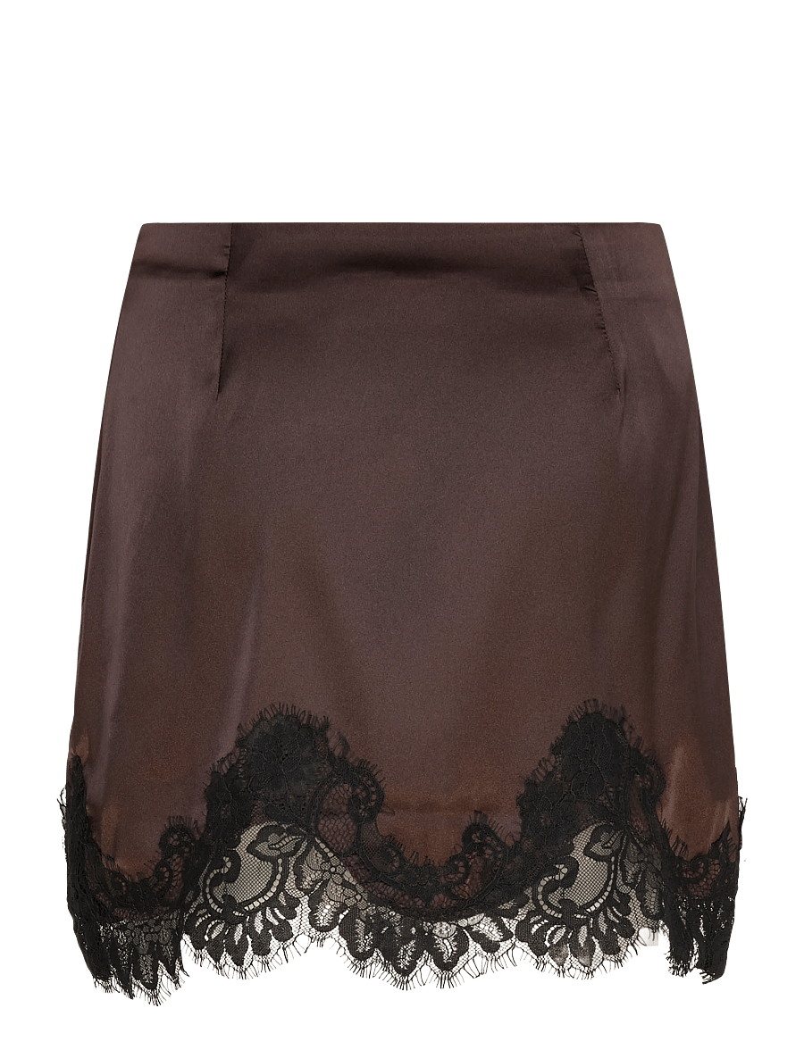NOISY MAY - NMCELESTE MW SATIN SKIRT - satinröcke - chocolate brown - 1