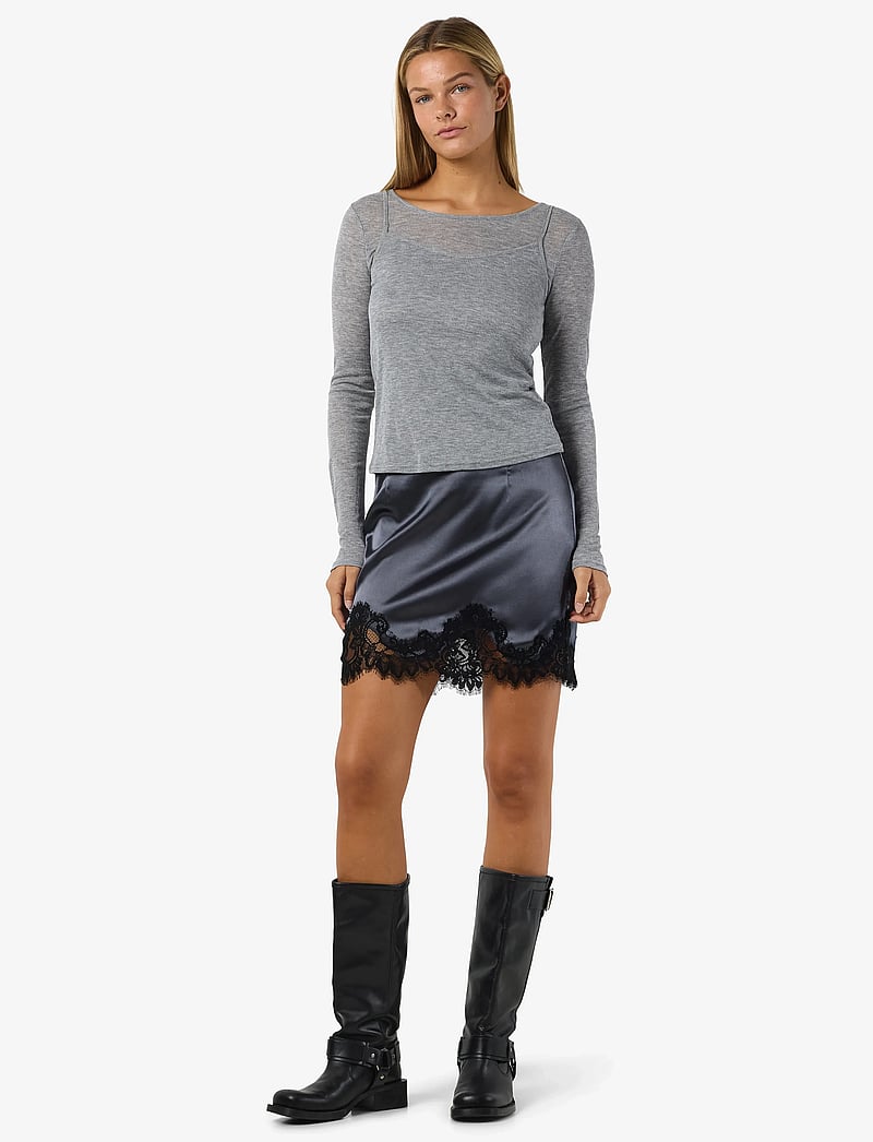 NOISY MAY - NMCELESTE MW SATIN SKIRT - korte nederdele - ombre blue - 2