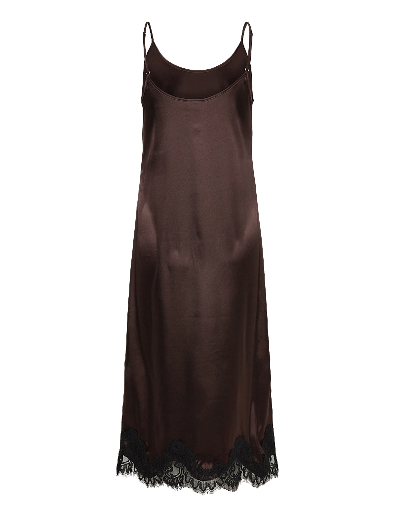 NOISY MAY - NMCELESTE S/L SATIN LACE DRESS - schlupfkleider - chocolate brown - 2