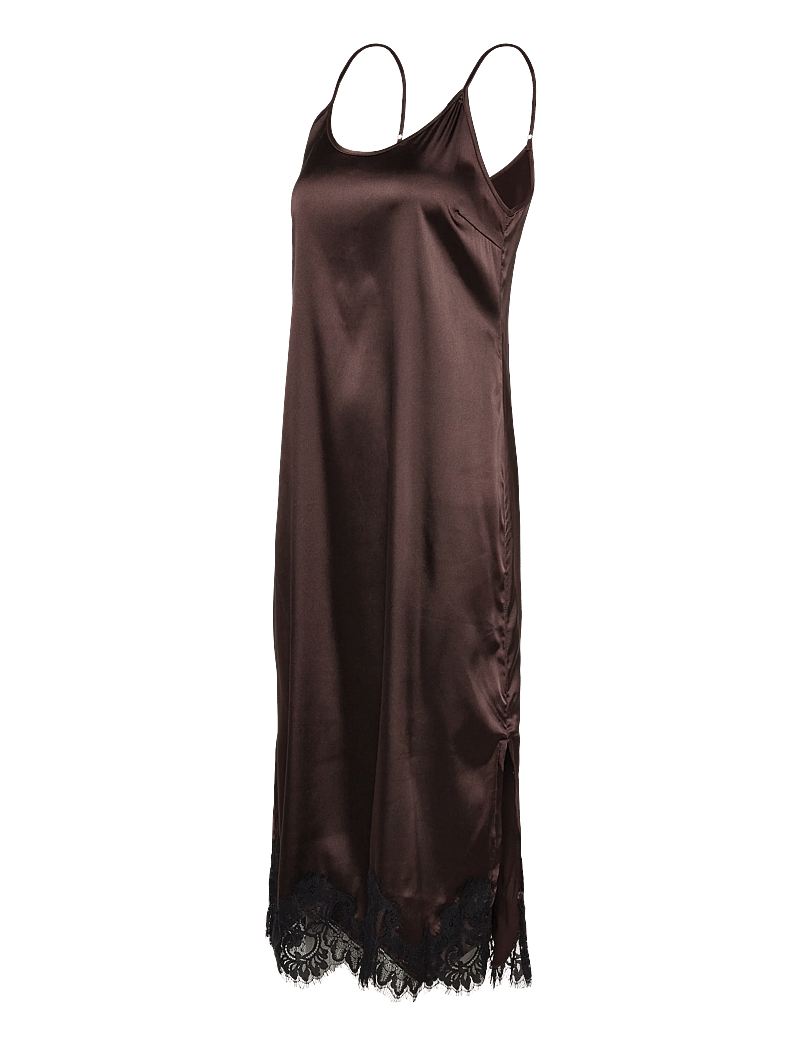NOISY MAY - NMCELESTE S/L SATIN LACE DRESS - schlupfkleider - chocolate brown - 3