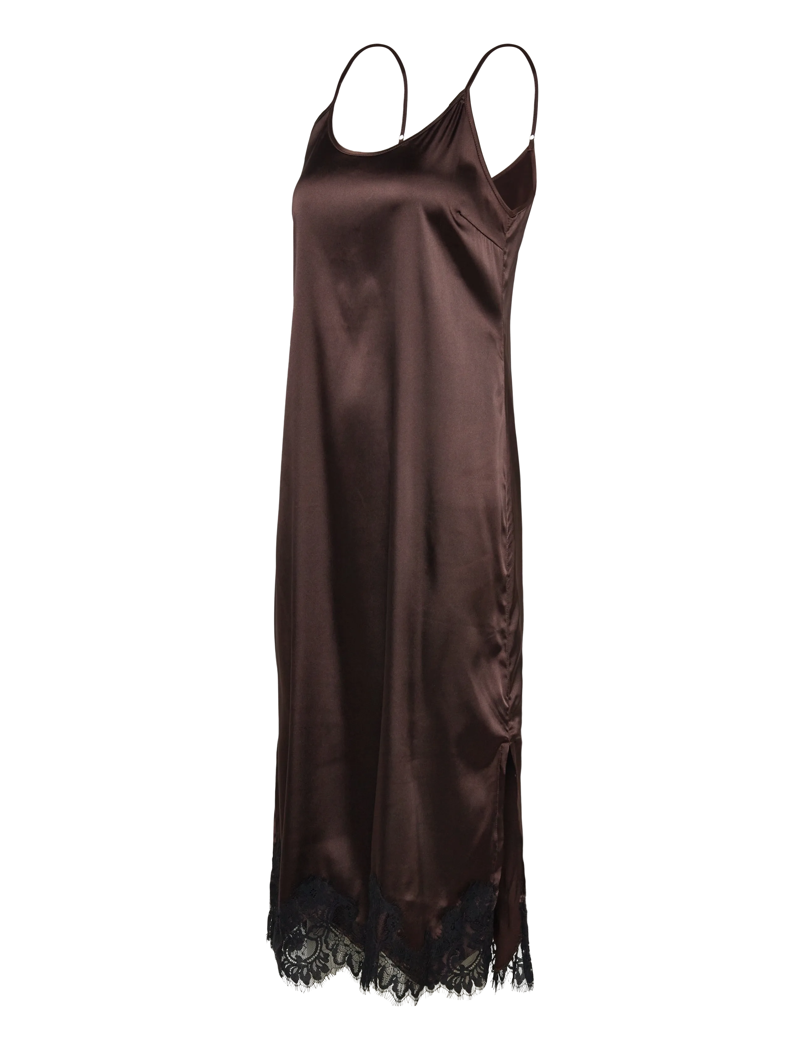 NOISY MAY - NMCELESTE S/L SATIN LACE DRESS - schlupfkleider - chocolate brown - 3