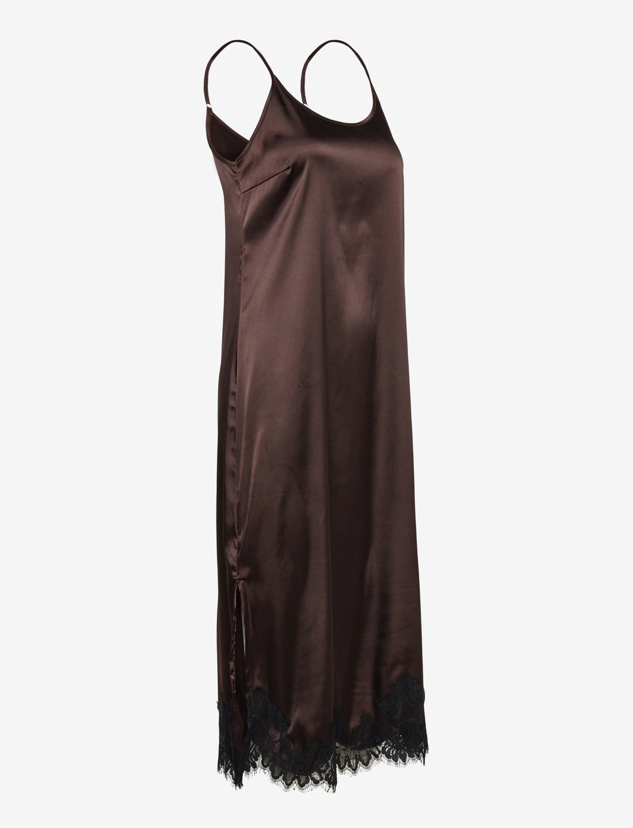 NOISY MAY - NMCELESTE S/L SATIN LACE DRESS - slipklänningar - chocolate brown - 3