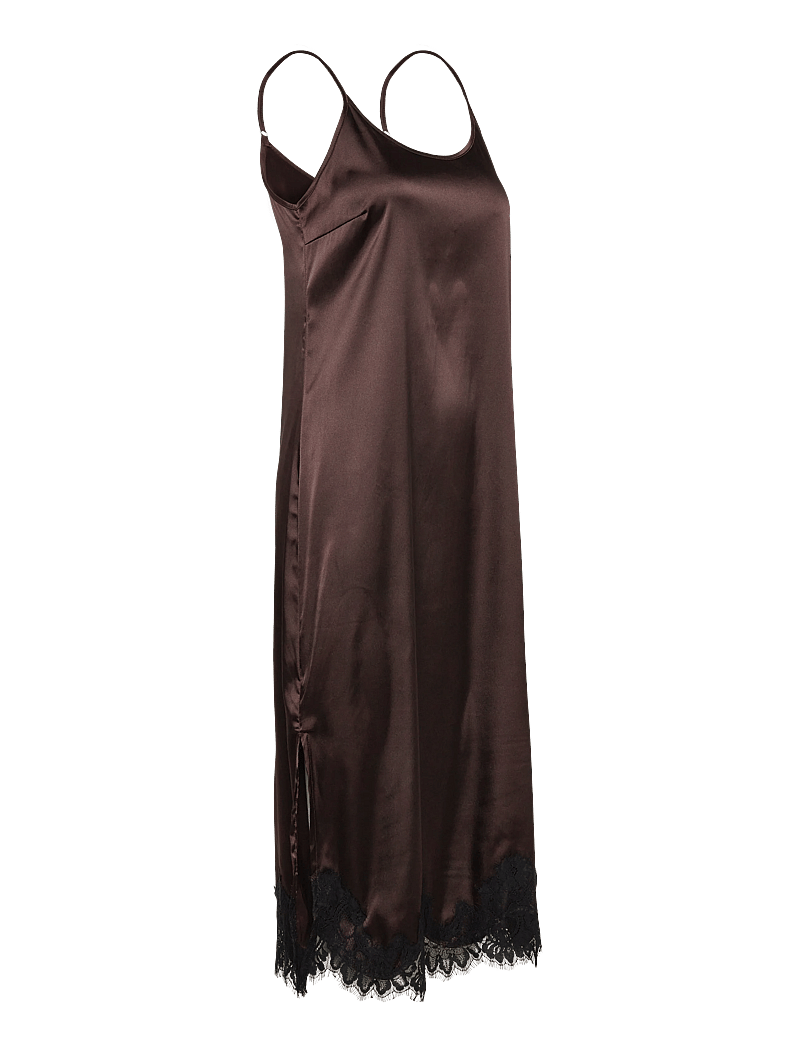 NOISY MAY - NMCELESTE S/L SATIN LACE DRESS - schlupfkleider - chocolate brown - 4