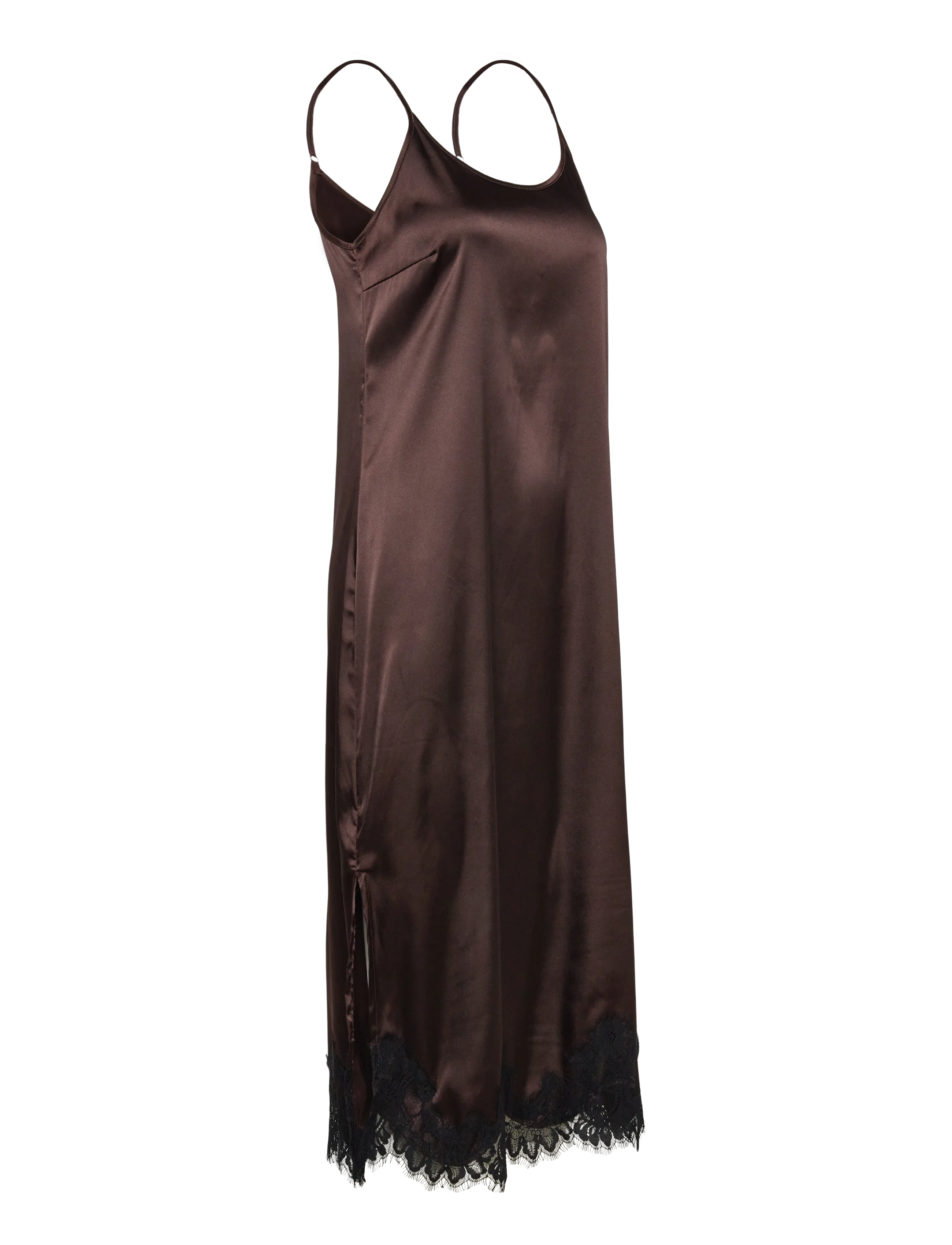 NOISY MAY - NMCELESTE S/L SATIN LACE DRESS - schlupfkleider - chocolate brown - 4