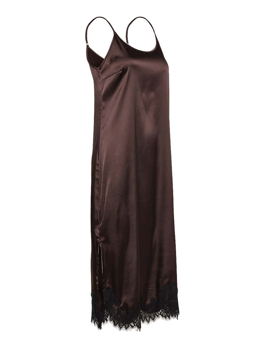 NOISY MAY - NMCELESTE S/L SATIN LACE DRESS - schlupfkleider - chocolate brown - 4