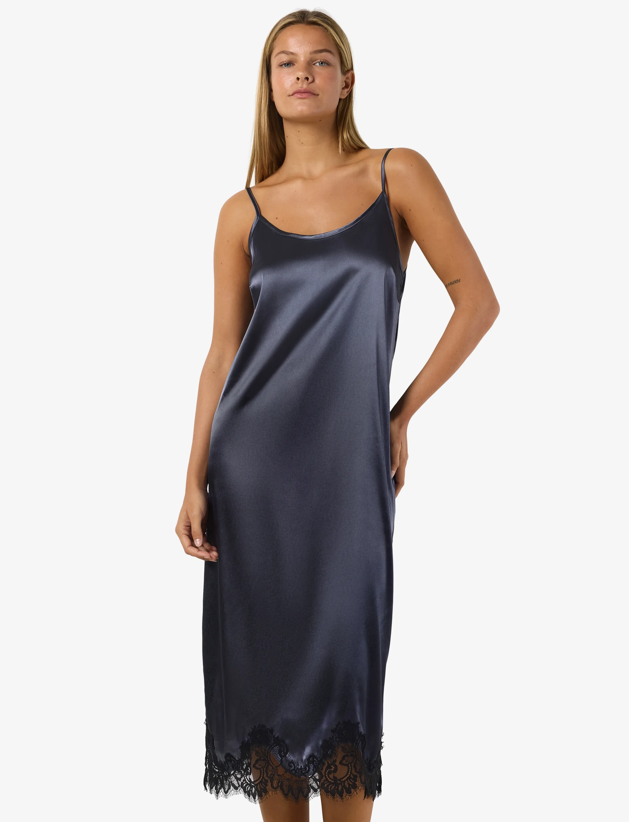 NOISY MAY NMCELESTE S/L SATIN LACE DRESS - Kleider - OMBRE BLUE / black