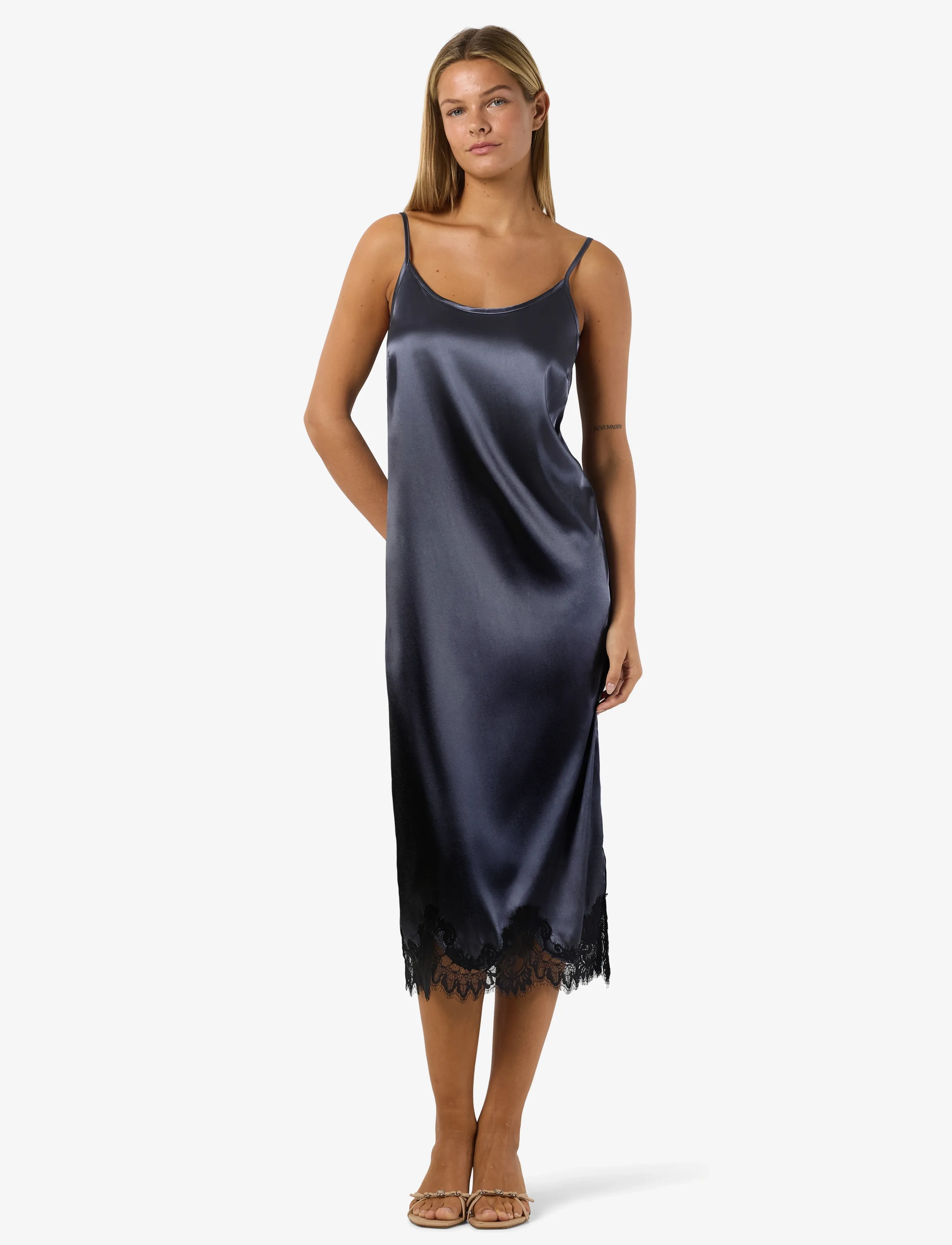 NOISY MAY - NMCELESTE S/L SATIN LACE DRESS - schlupfkleider - ombre blue - 4