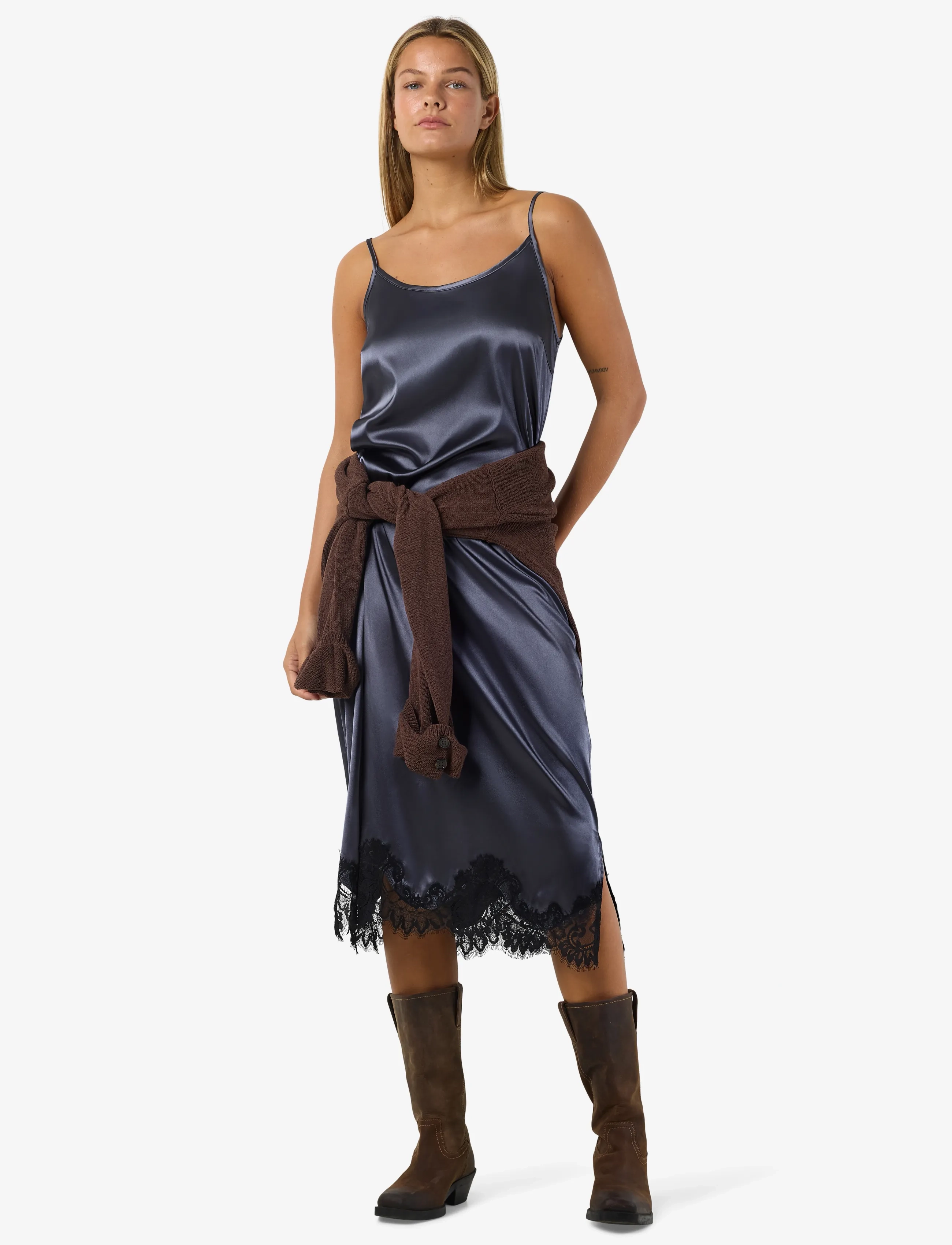 NOISY MAY Nmceleste S/L Satin Lace Dress midiklänningar dam – bild 5