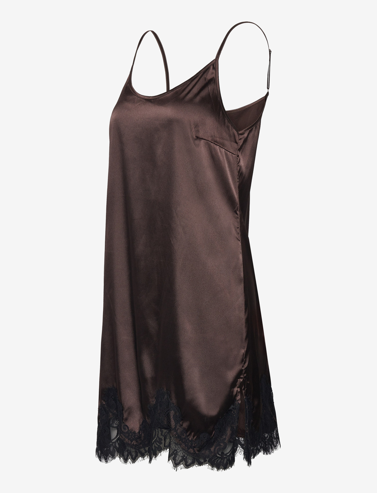 NOISY MAY - NMCELESTE S/L SATIN LACE SHORT DRESS - schlupfkleider - chocolate brown - 1