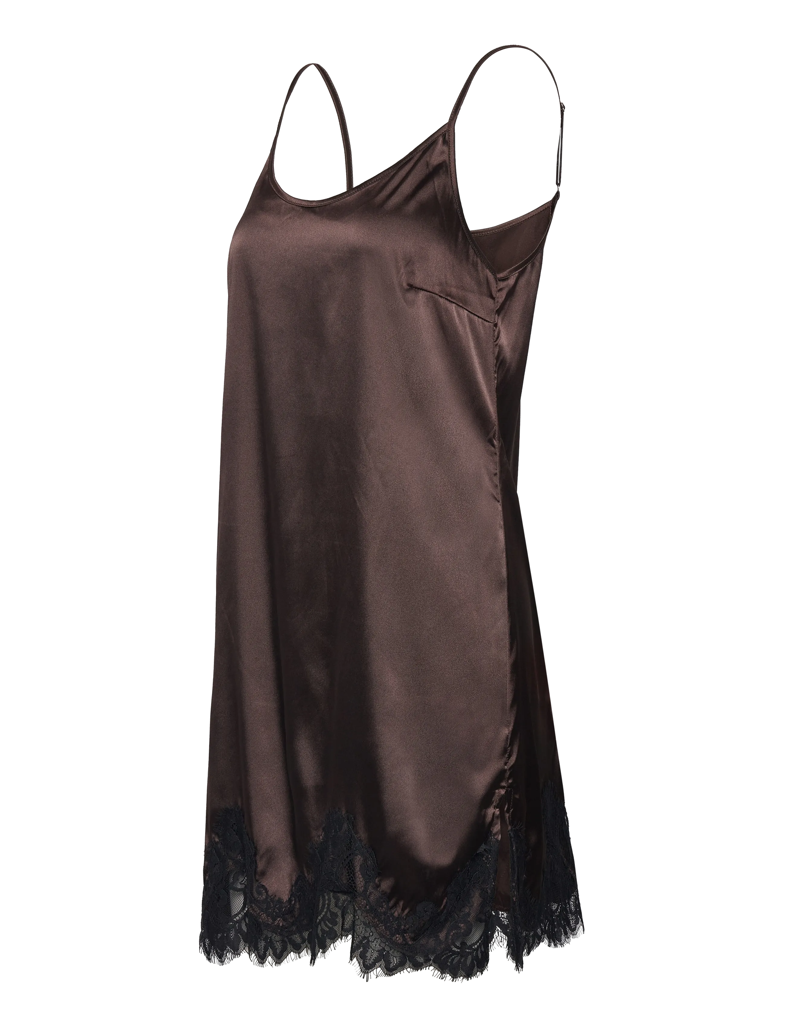 NOISY MAY - NMCELESTE S/L SATIN LACE SHORT DRESS - sukienki na ramiączkach - chocolate brown - 1