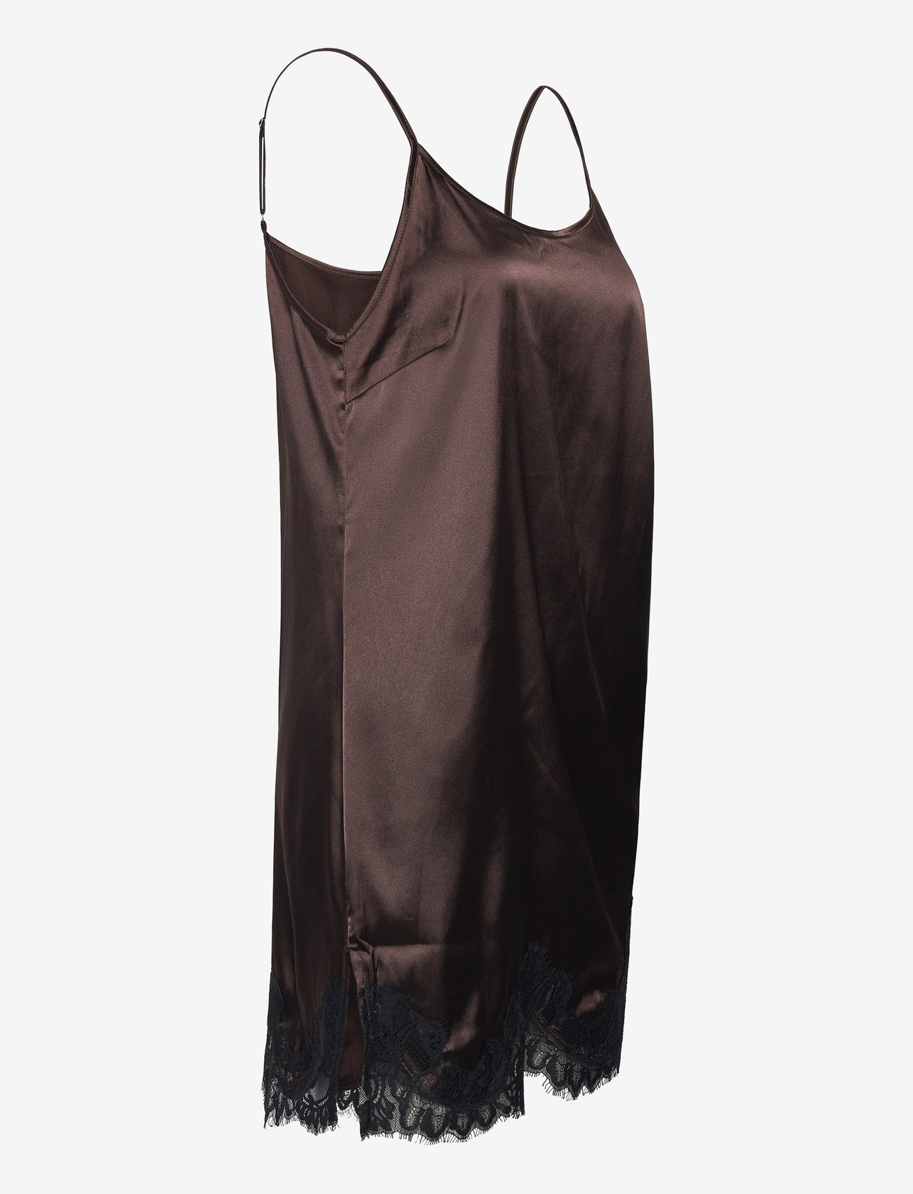NOISY MAY - NMCELESTE S/L SATIN LACE SHORT DRESS - schlupfkleider - chocolate brown - 2