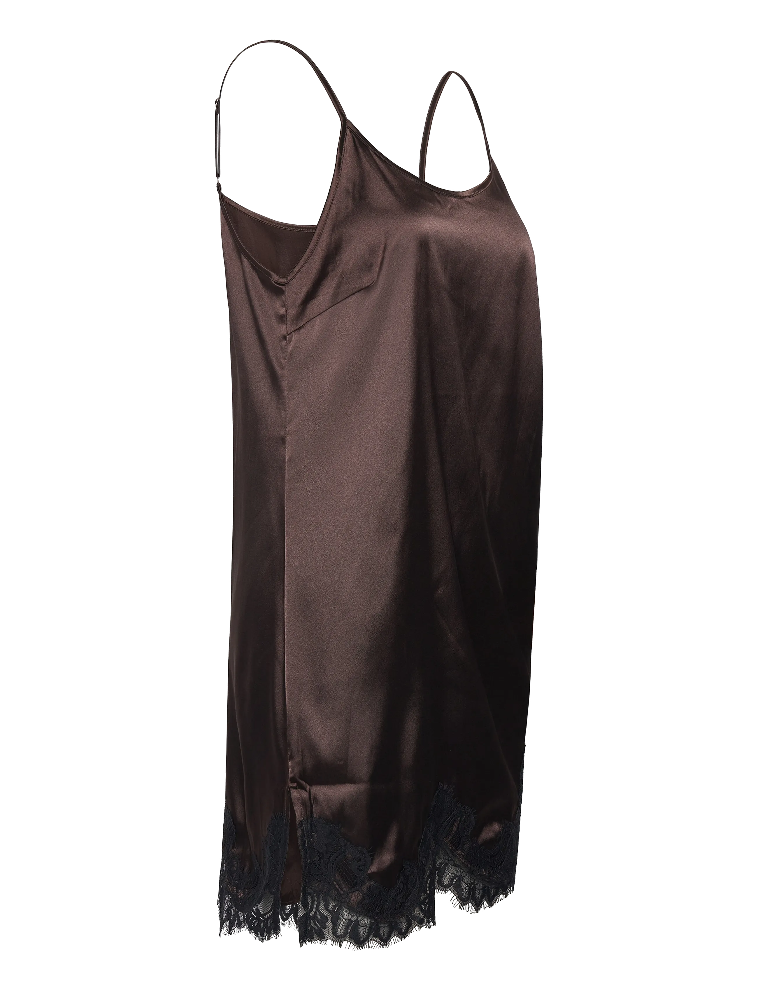 NOISY MAY - NMCELESTE S/L SATIN LACE SHORT DRESS - sukienki na ramiączkach - chocolate brown - 2