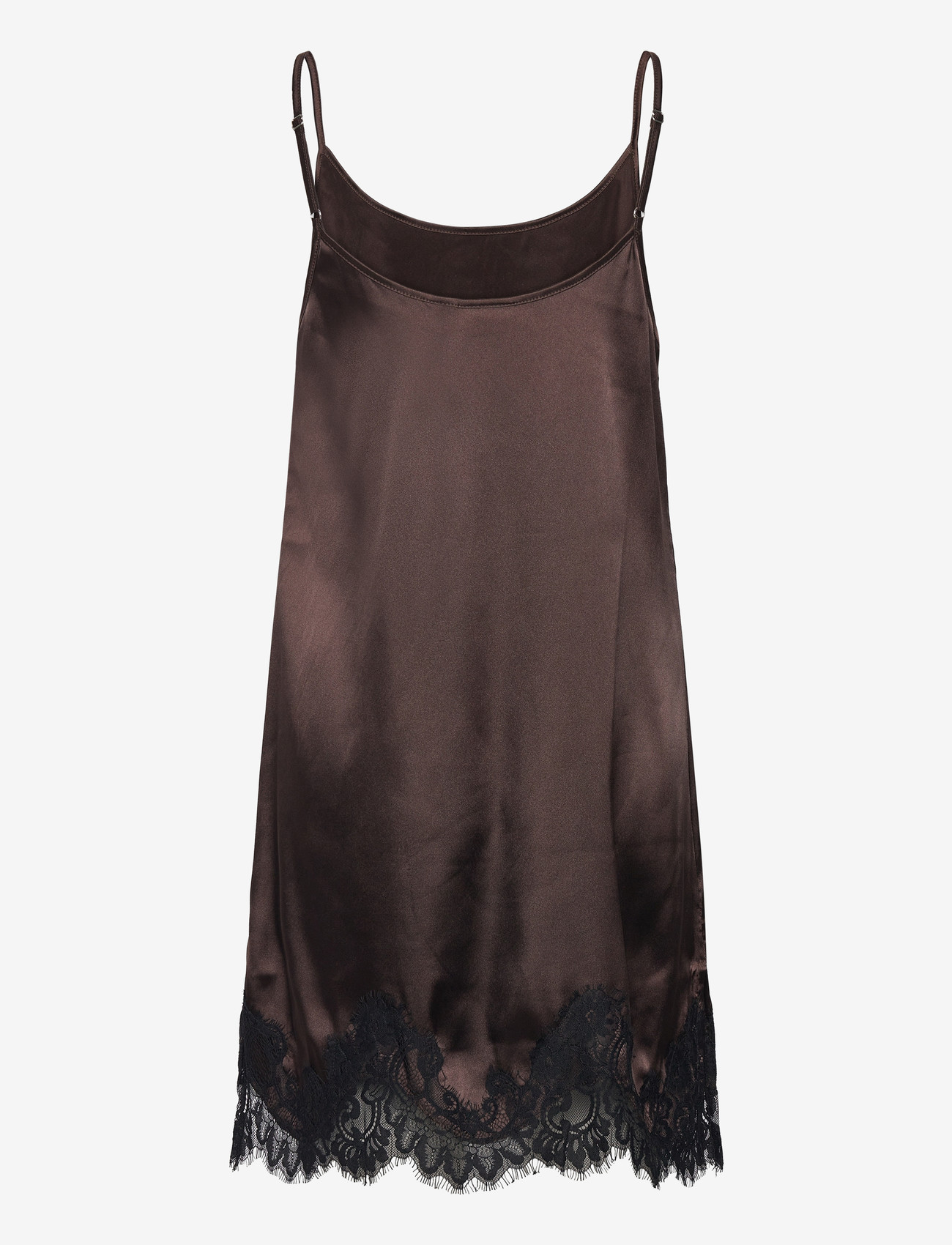NOISY MAY - NMCELESTE S/L SATIN LACE SHORT DRESS - schlupfkleider - chocolate brown - 3