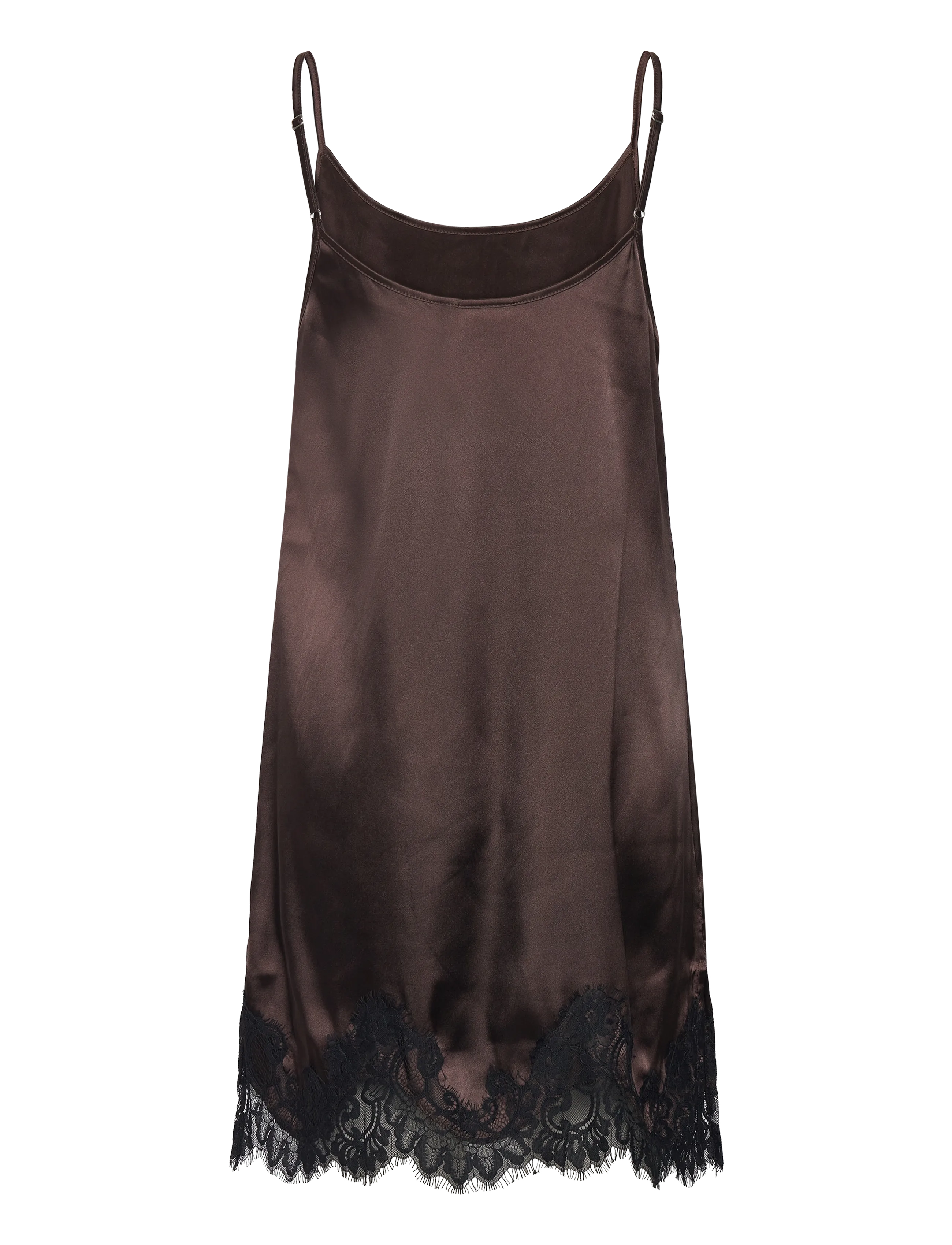 NOISY MAY - NMCELESTE S/L SATIN LACE SHORT DRESS - sukienki na ramiączkach - chocolate brown - 3