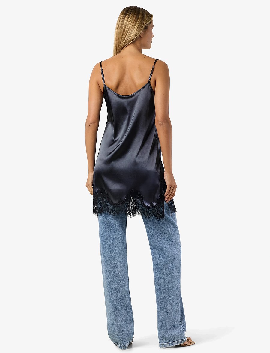 NOISY MAY - NMCELESTE S/L SATIN LACE SHORT DRESS - slip dresses - ombre blue - 4