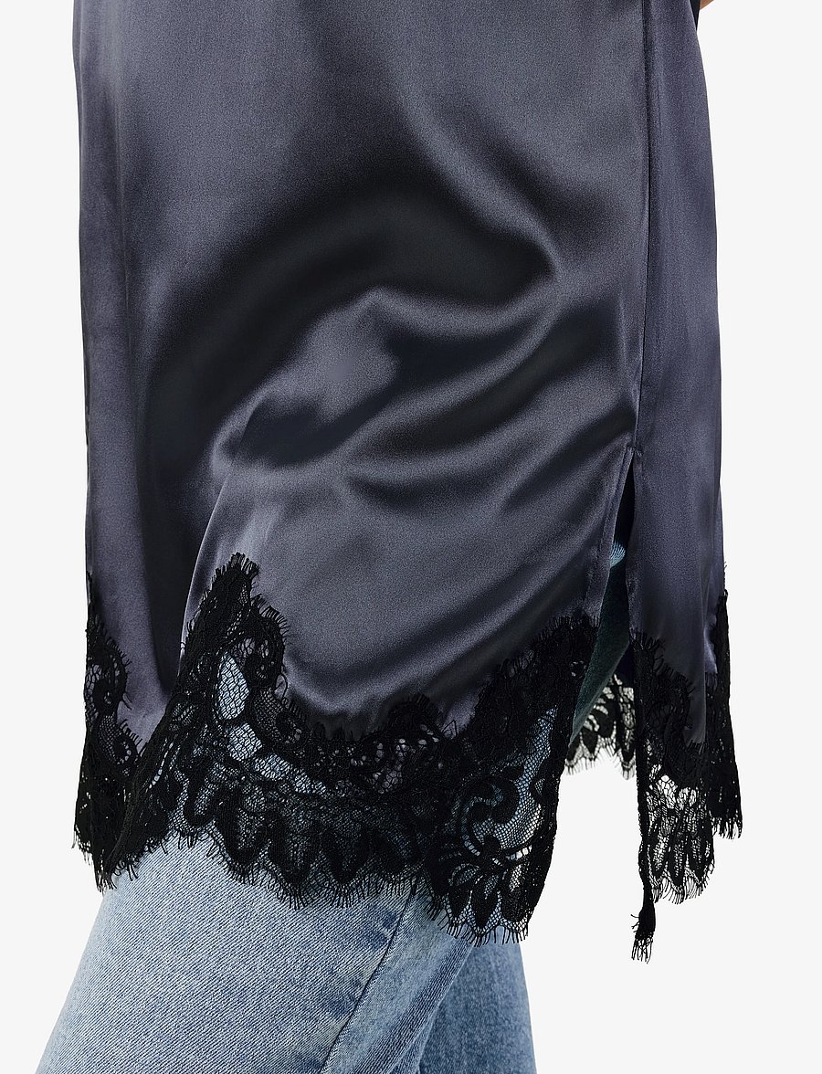 NOISY MAY - NMCELESTE S/L SATIN LACE SHORT DRESS - slip dresses - ombre blue - 5