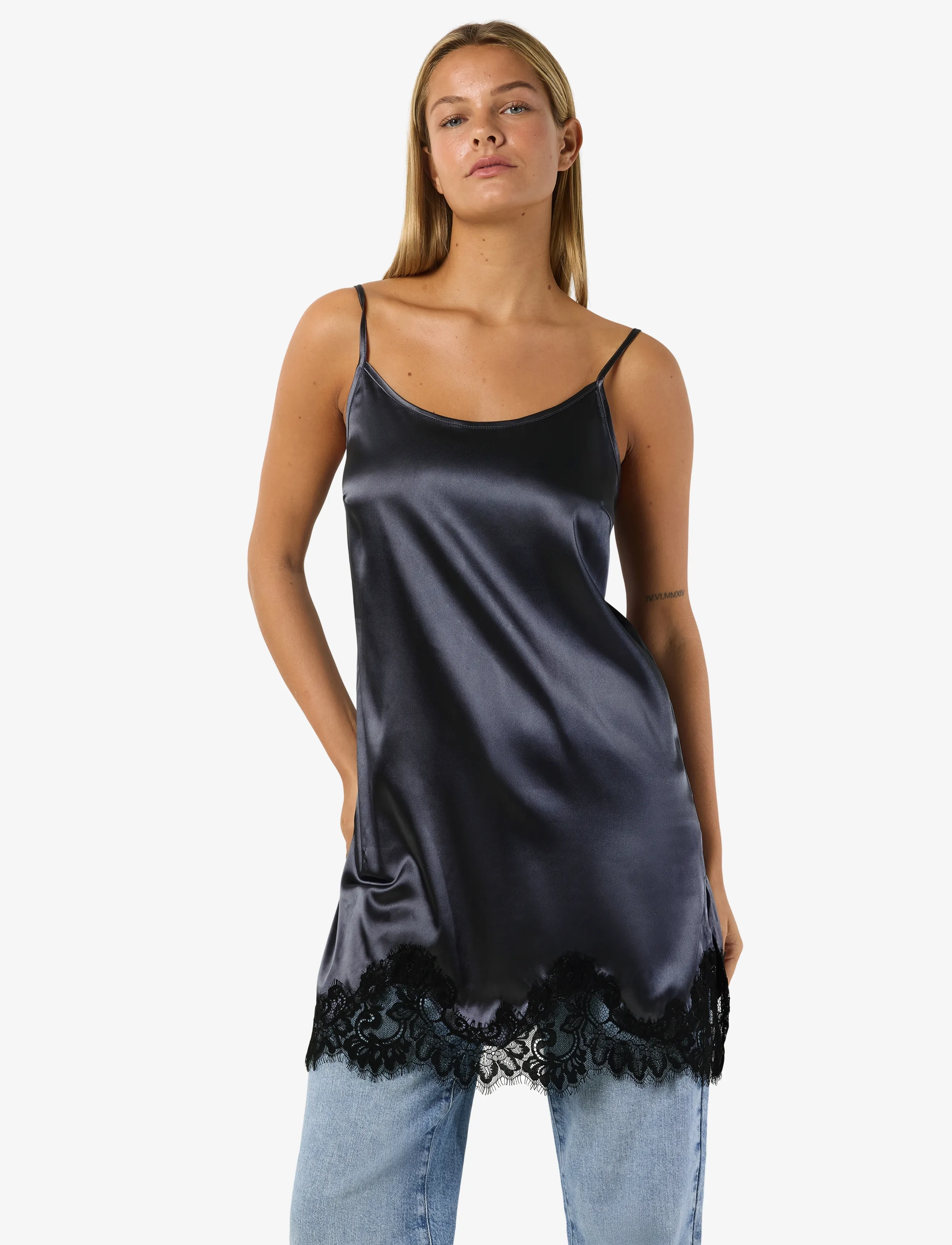 NOISY MAY Nmceleste S/L Satin Lace Short Dress korta klänningar dam – bild 5